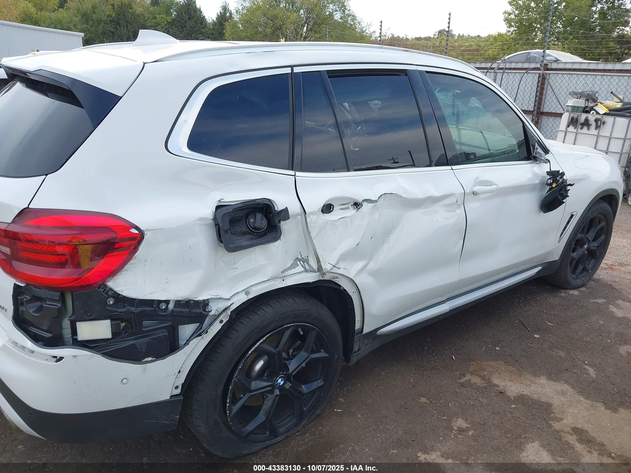 2021 Bmw X3 Sdrive30i White vin: 5UXTY3C00M9D90801