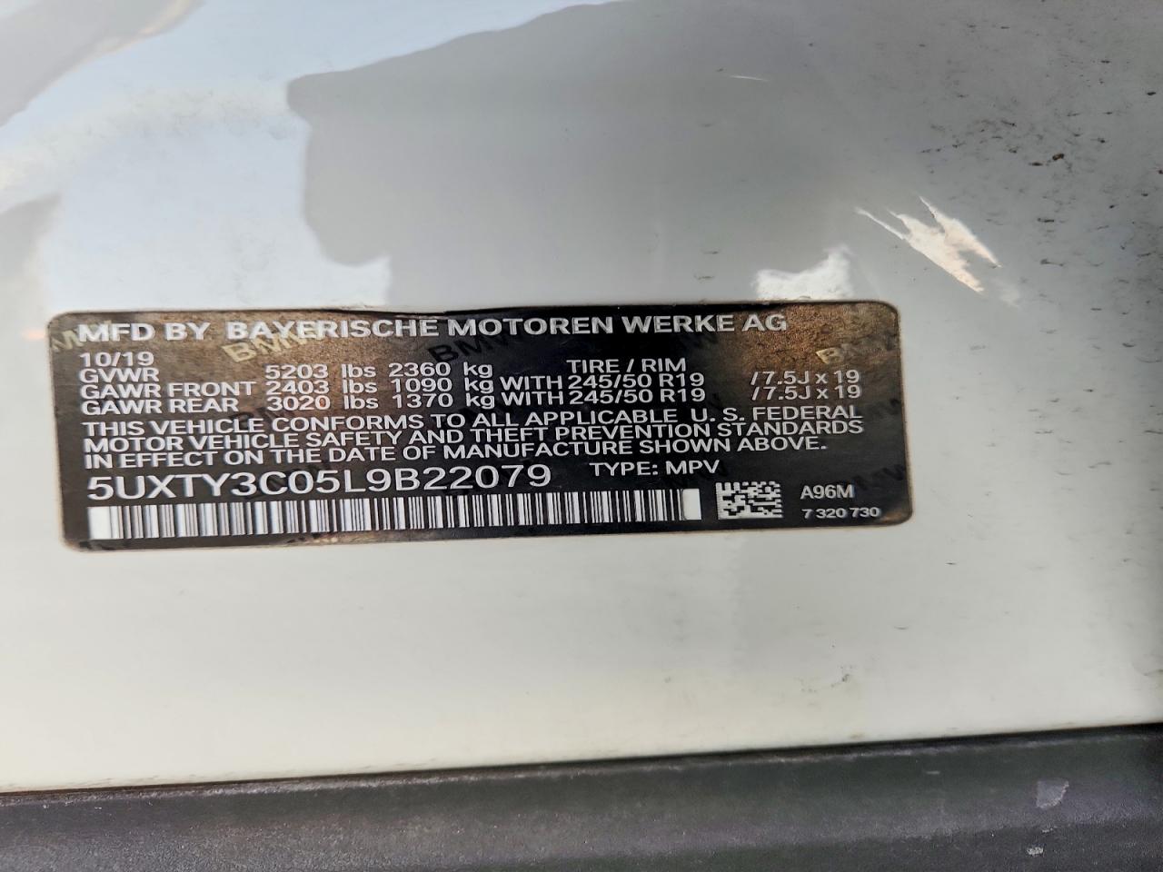 2020 Bmw X3 Sdrive30i White vin: 5UXTY3C05L9B22079