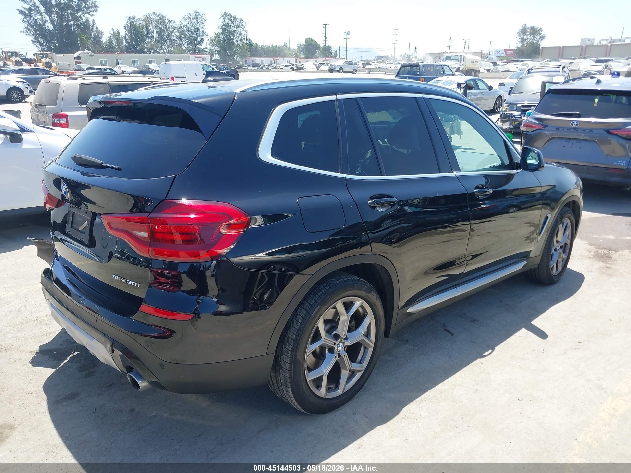2021 Bmw X3 Sdrive30i Черный vin: 5UXTY3C06M9E29715
