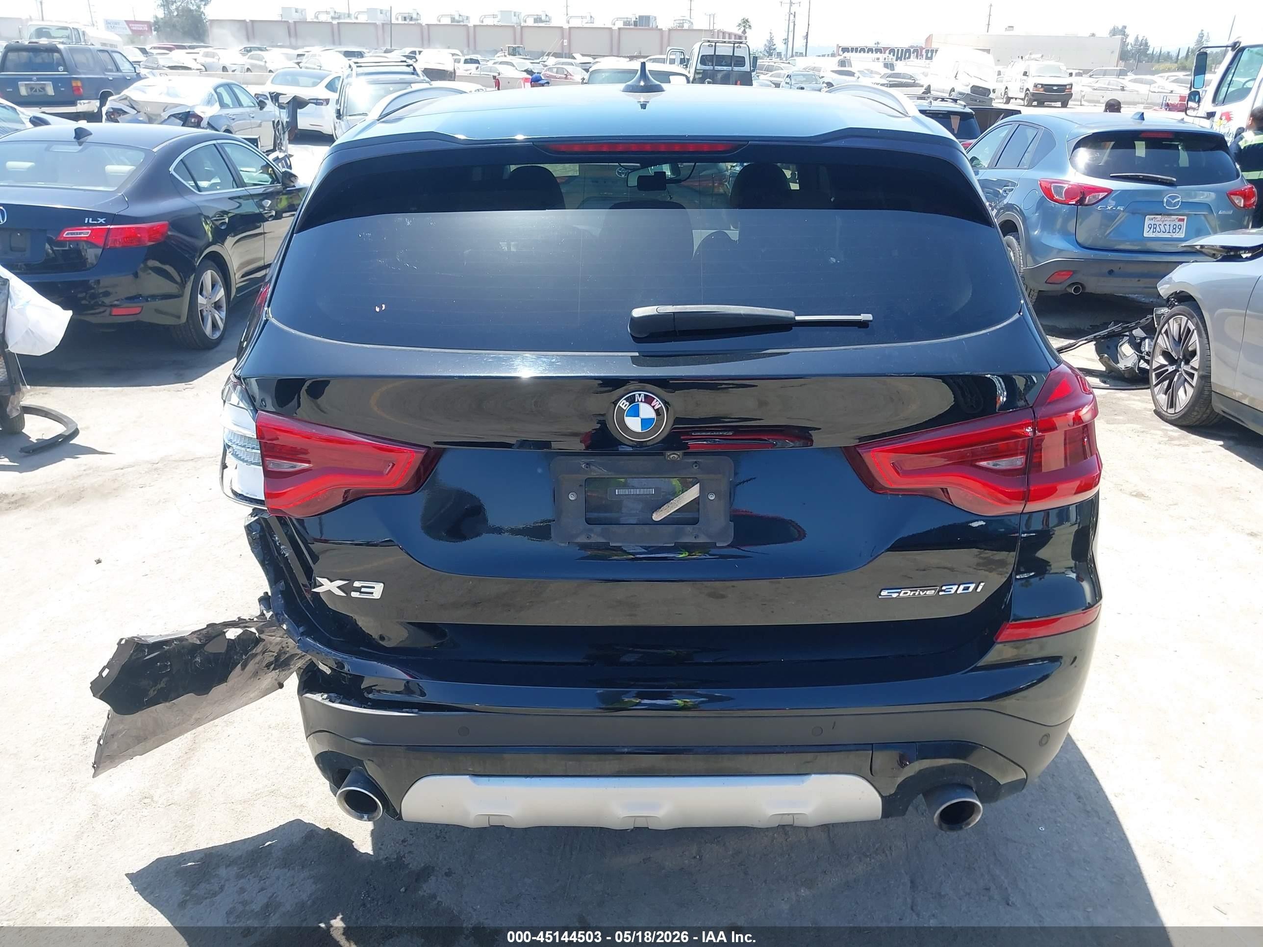 2021 Bmw X3 Sdrive30i Черный vin: 5UXTY3C06M9E29715
