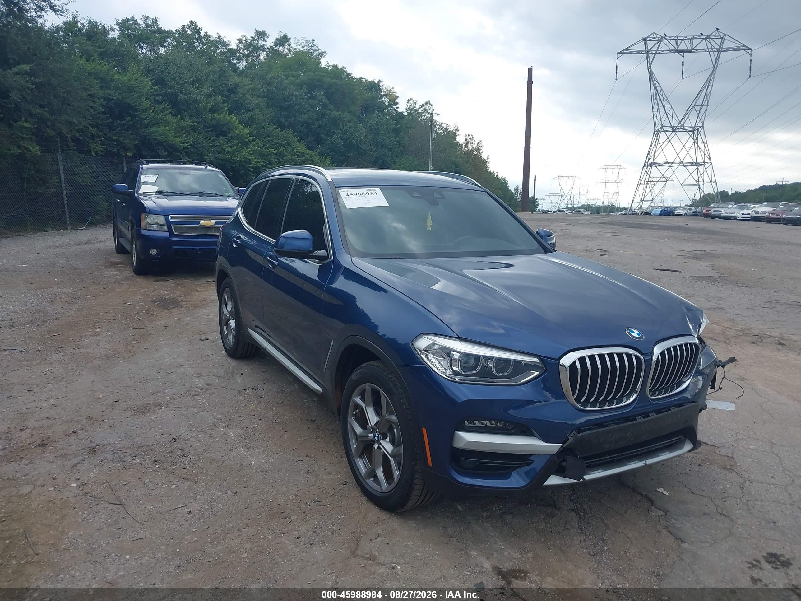 2020 Bmw X3 Xdrive30i Blue vin: 5UXTY5C03LLT38914