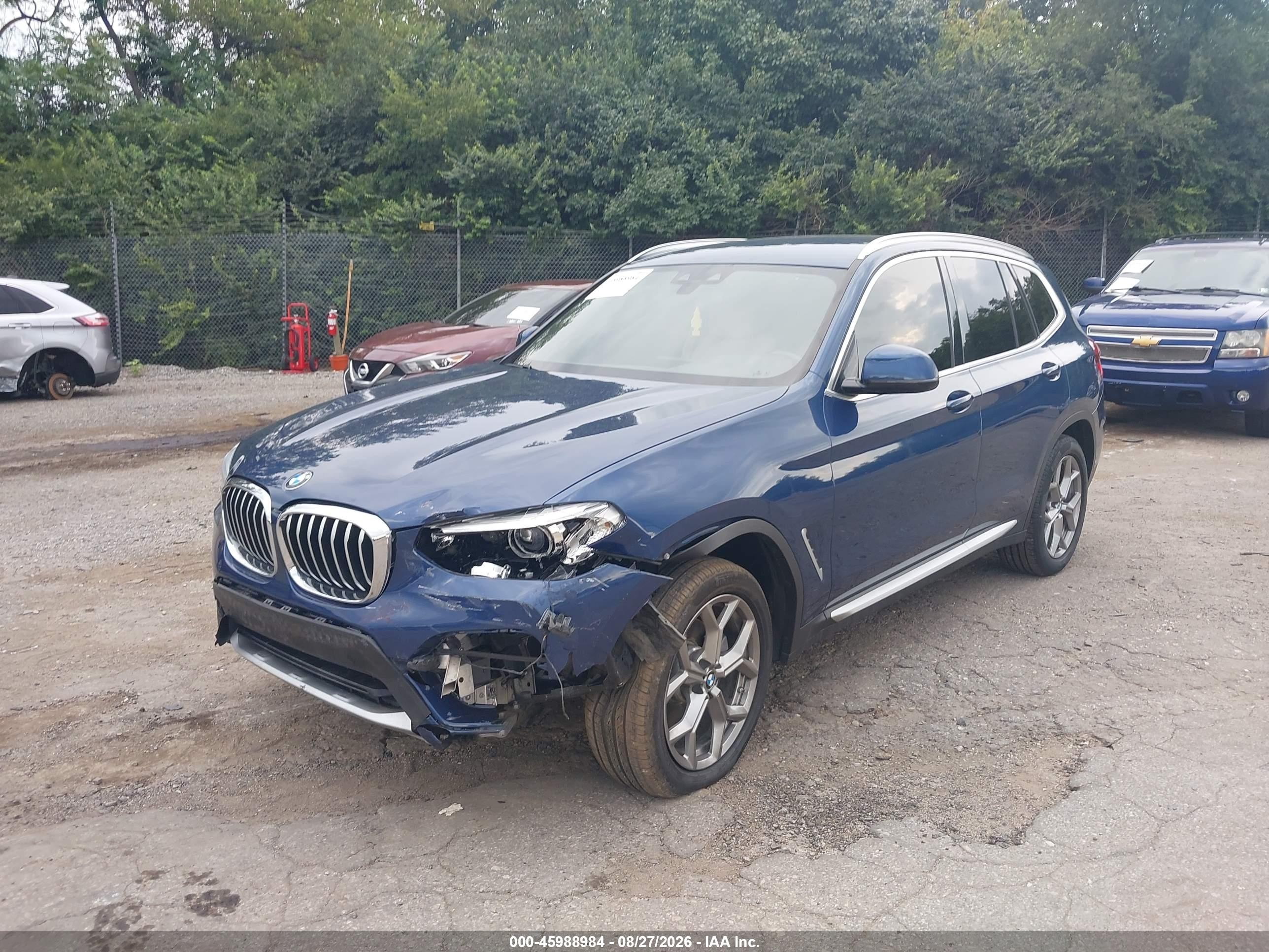 2020 Bmw X3 Xdrive30i Blue vin: 5UXTY5C03LLT38914