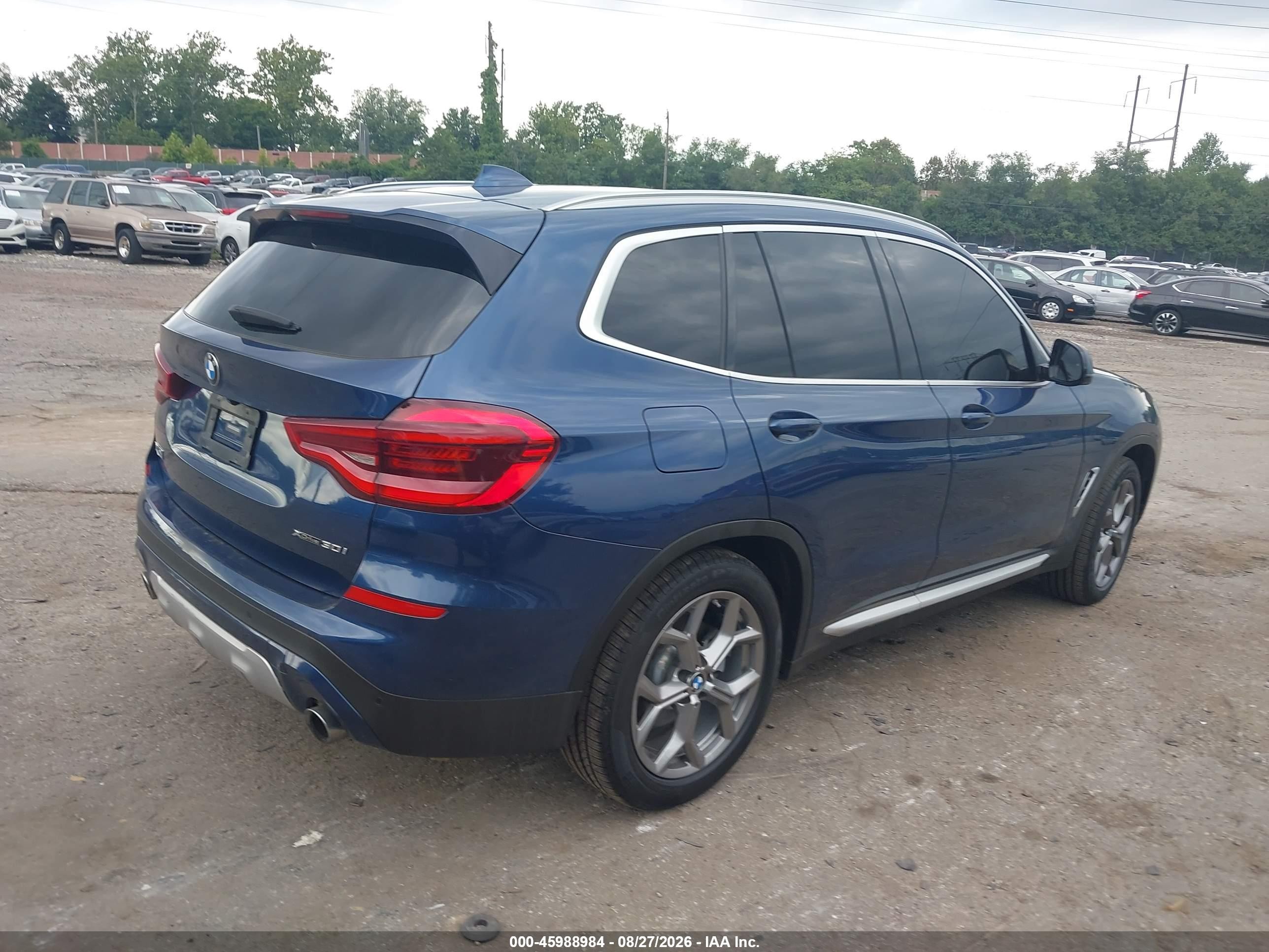 2020 Bmw X3 Xdrive30i Blue vin: 5UXTY5C03LLT38914