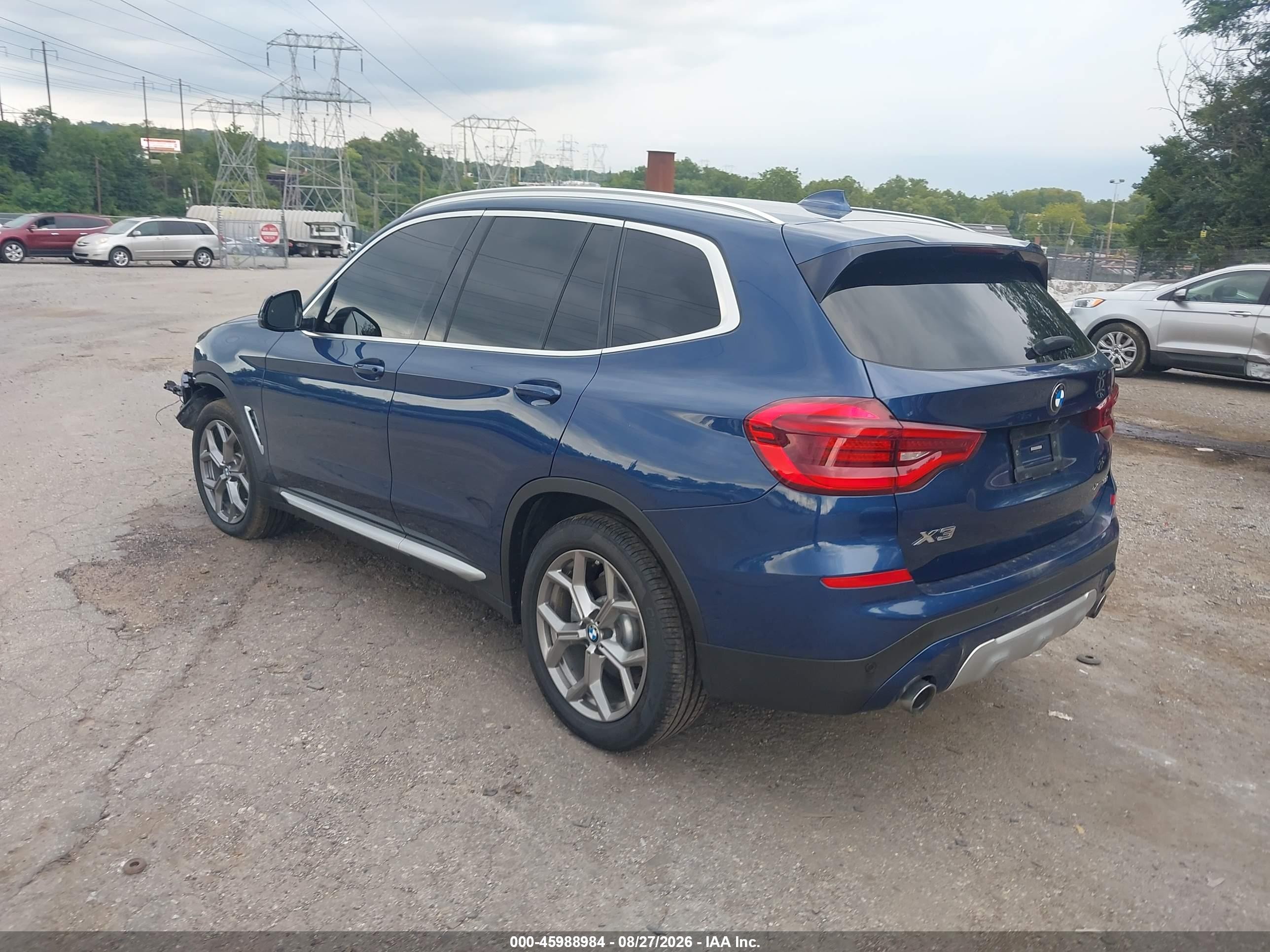2020 Bmw X3 Xdrive30i Blue vin: 5UXTY5C03LLT38914