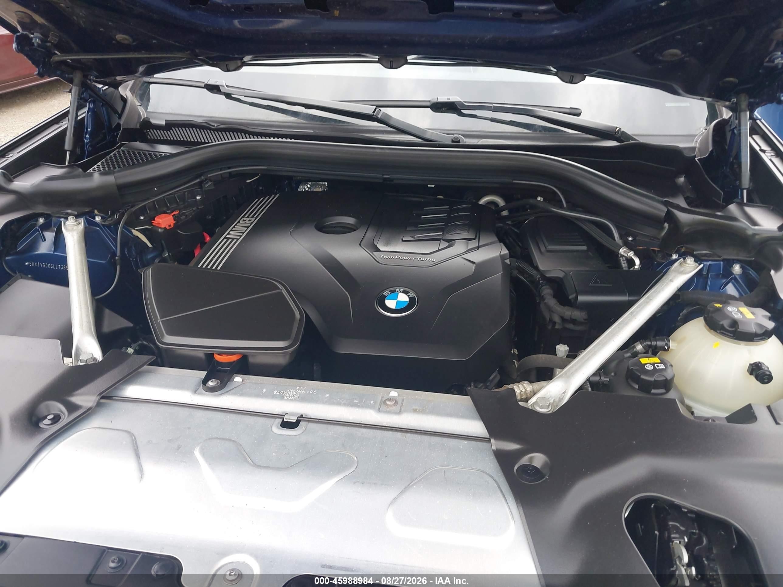 2020 Bmw X3 Xdrive30i Blue vin: 5UXTY5C03LLT38914
