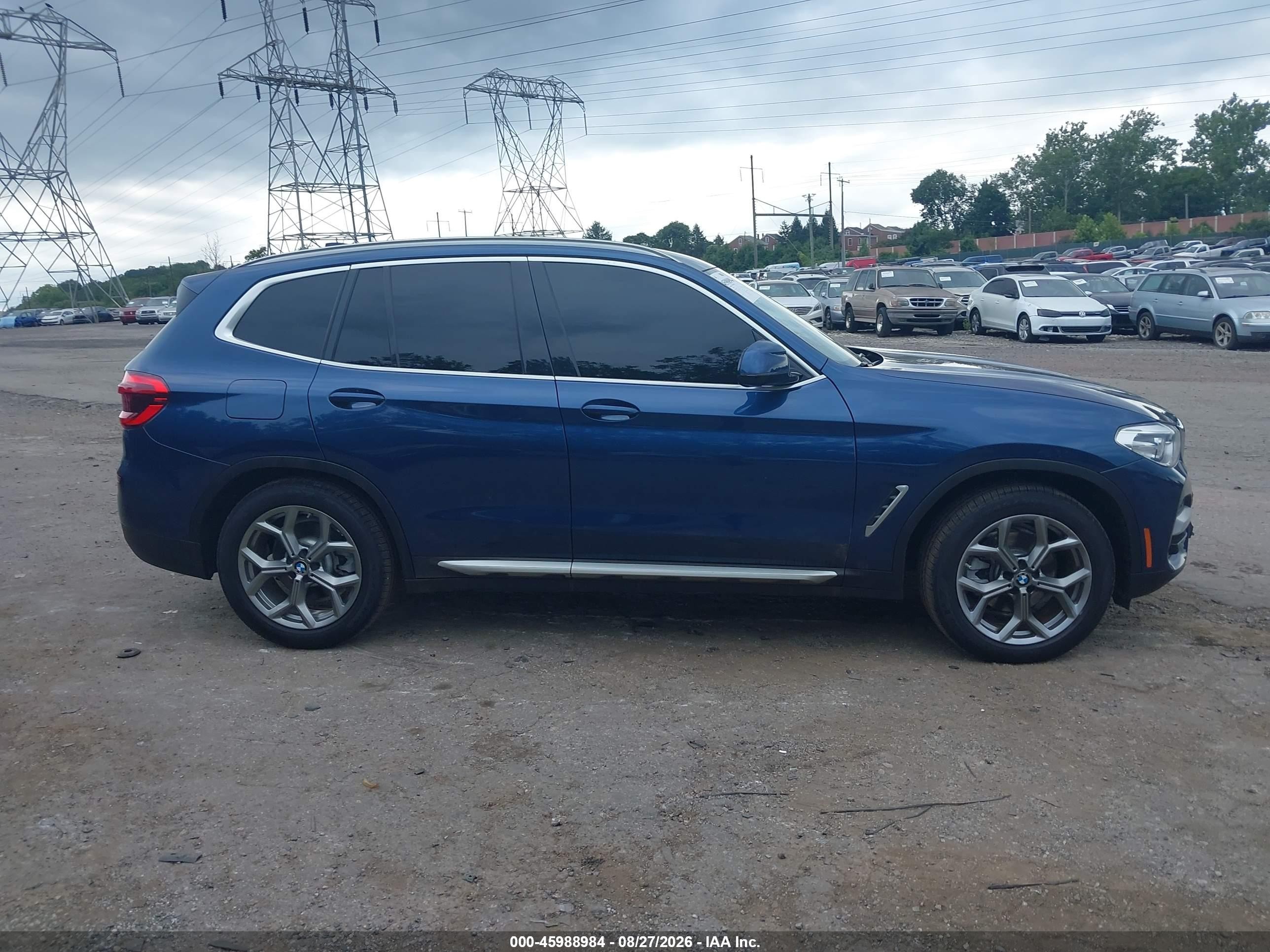 2020 Bmw X3 Xdrive30i Blue vin: 5UXTY5C03LLT38914