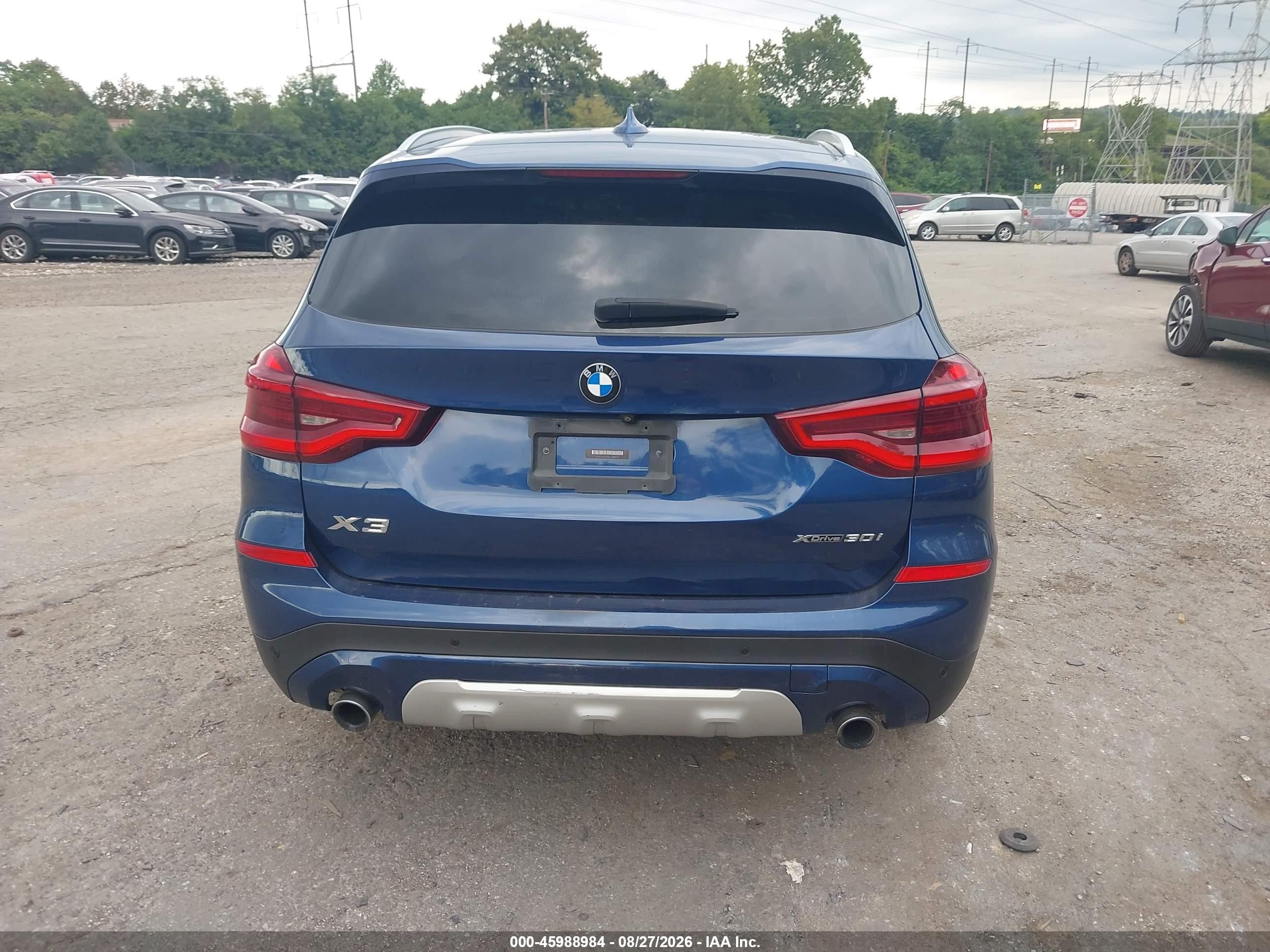 2020 Bmw X3 Xdrive30i Blue vin: 5UXTY5C03LLT38914