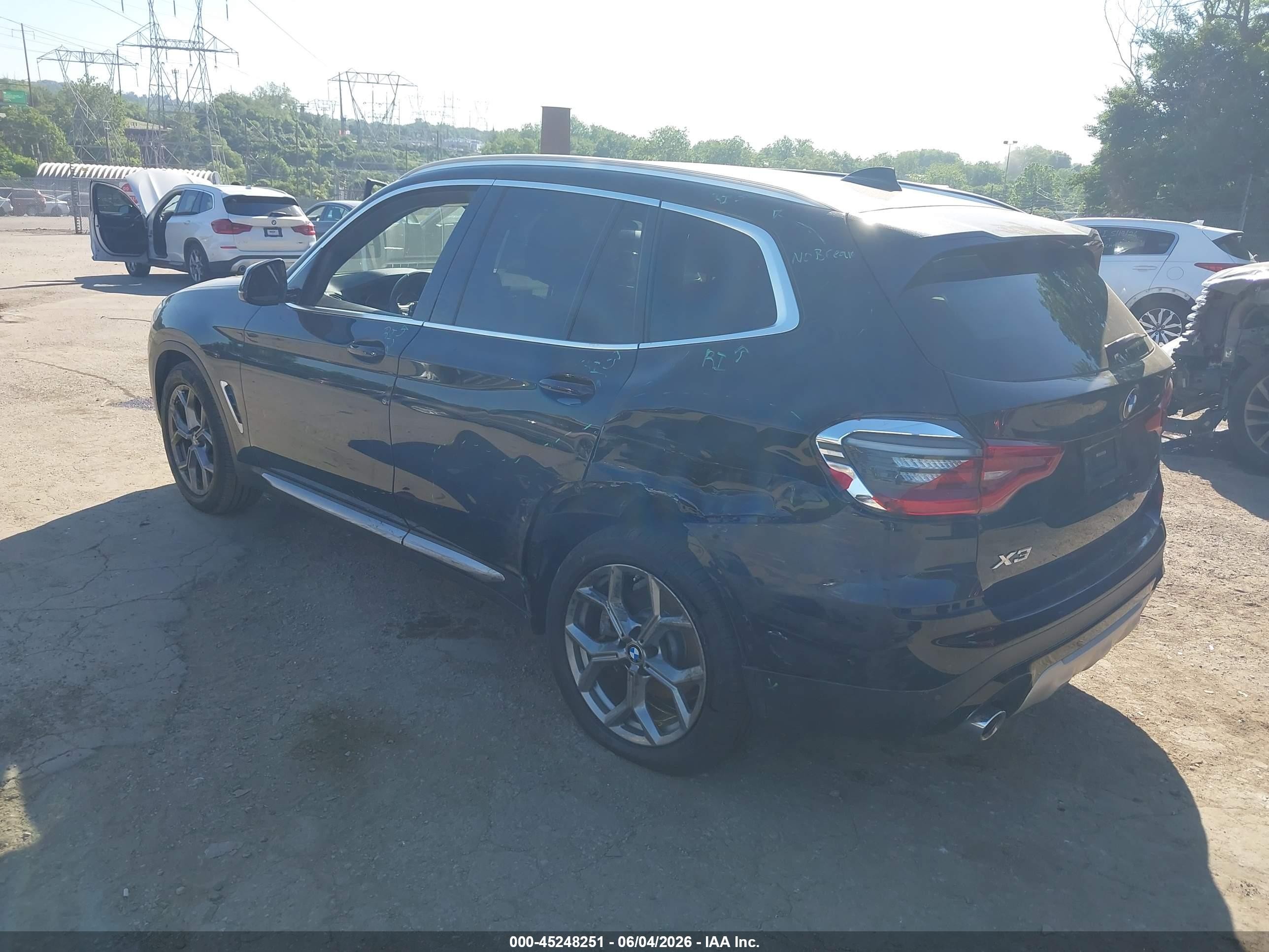 2021 Bmw X3 Xdrive30i Black vin: 5UXTY5C05M9G38732