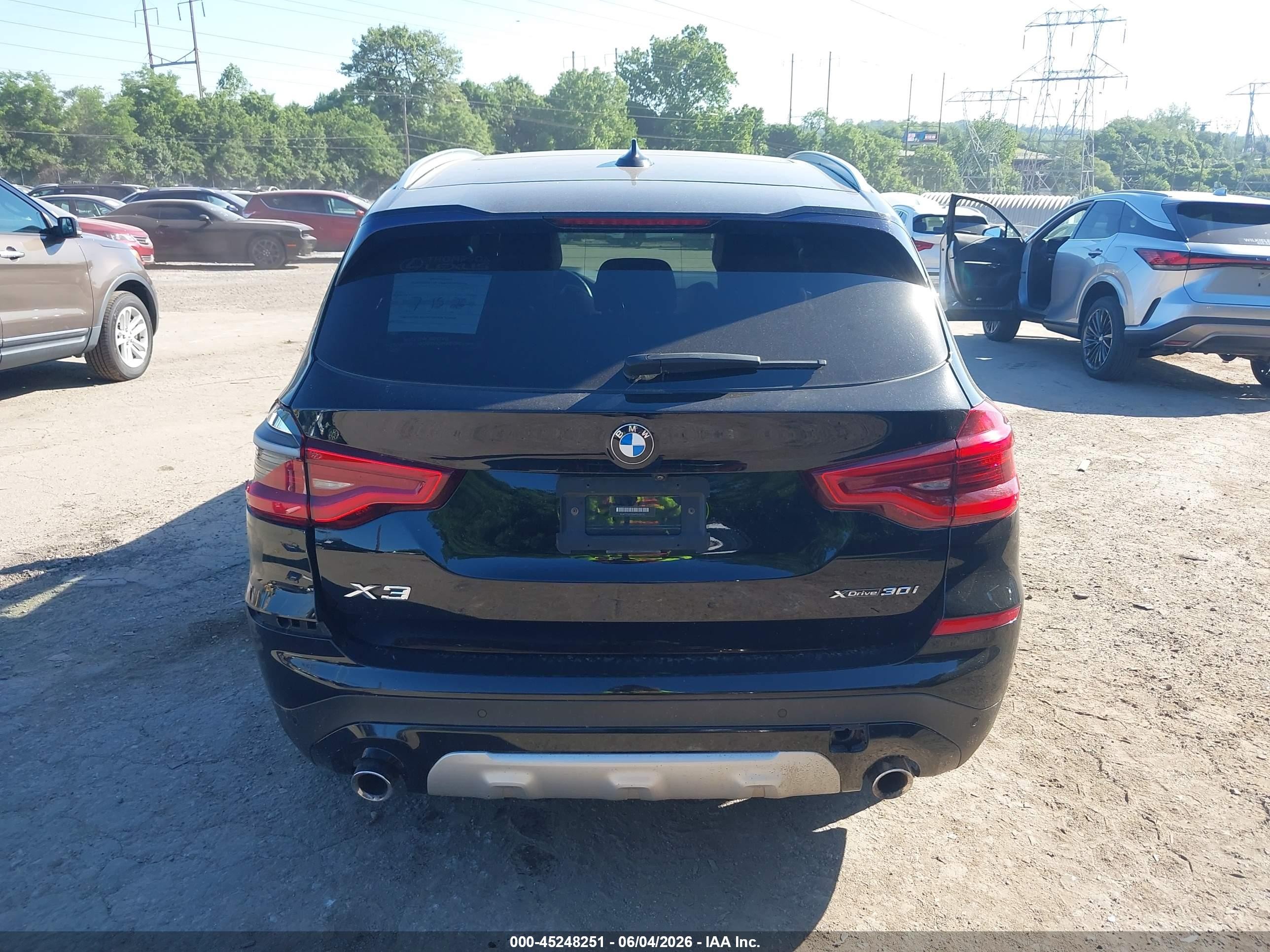 2021 Bmw X3 Xdrive30i Black vin: 5UXTY5C05M9G38732