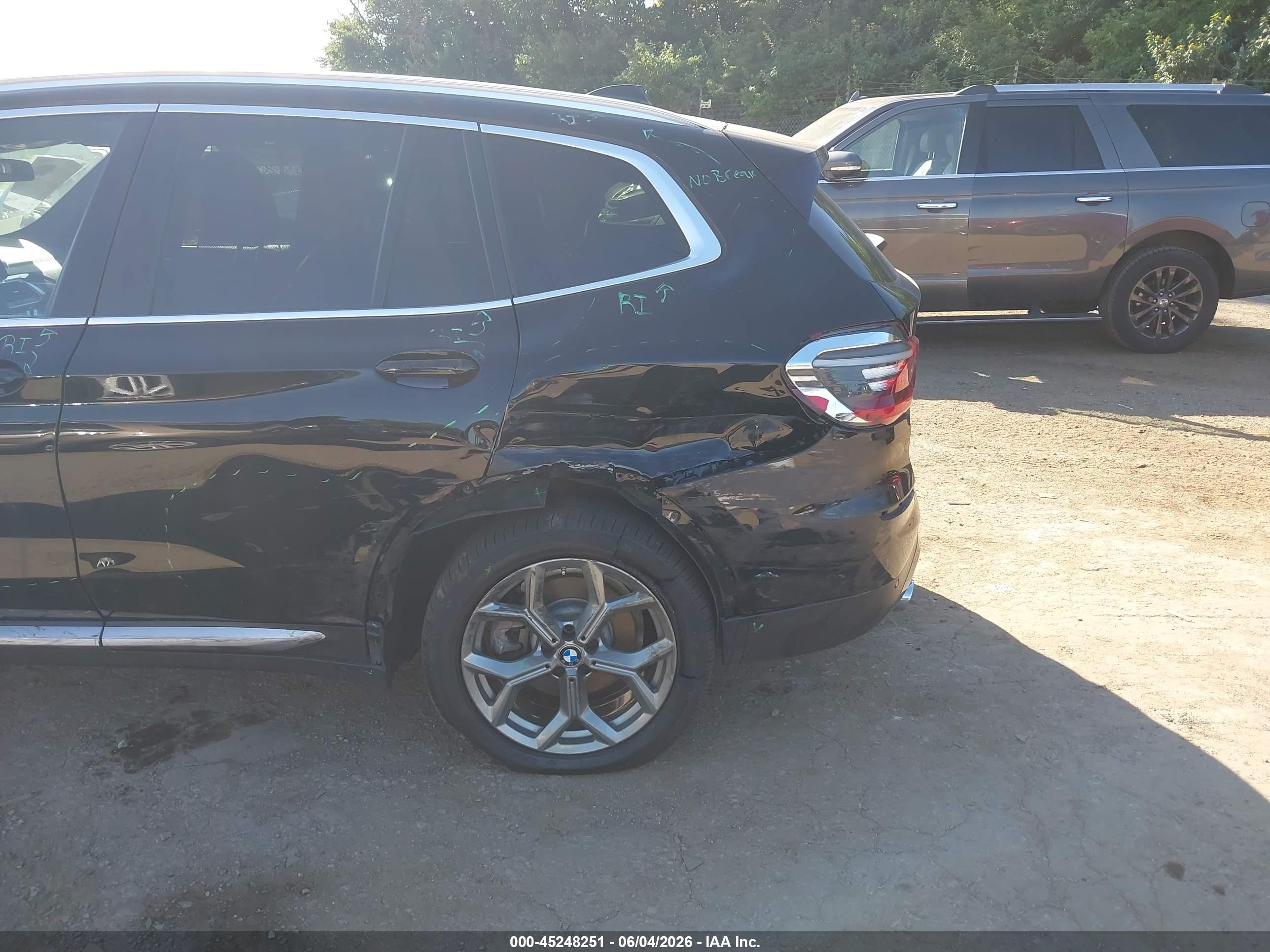 2021 Bmw X3 Xdrive30i Black vin: 5UXTY5C05M9G38732