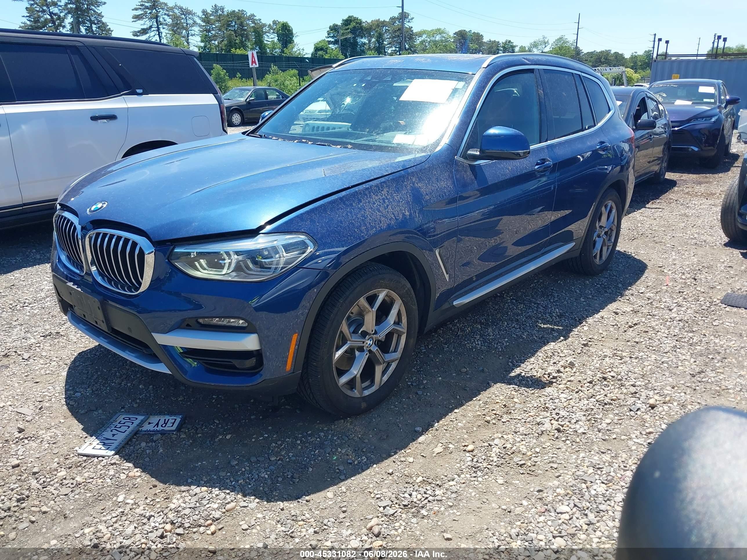 2021 Bmw X3 Xdrive30i Blue vin: 5UXTY5C06M9F84809