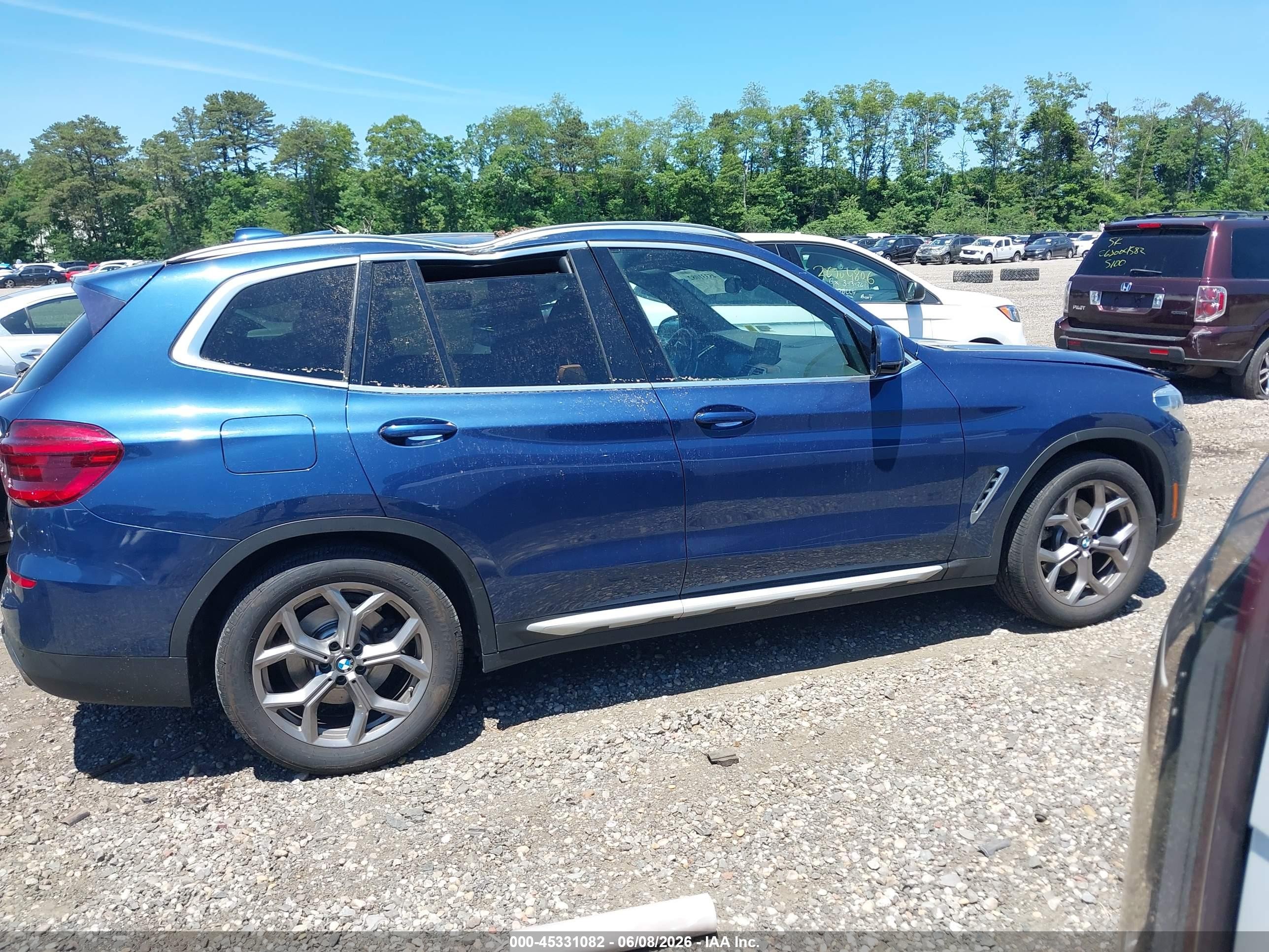 2021 Bmw X3 Xdrive30i Blue vin: 5UXTY5C06M9F84809