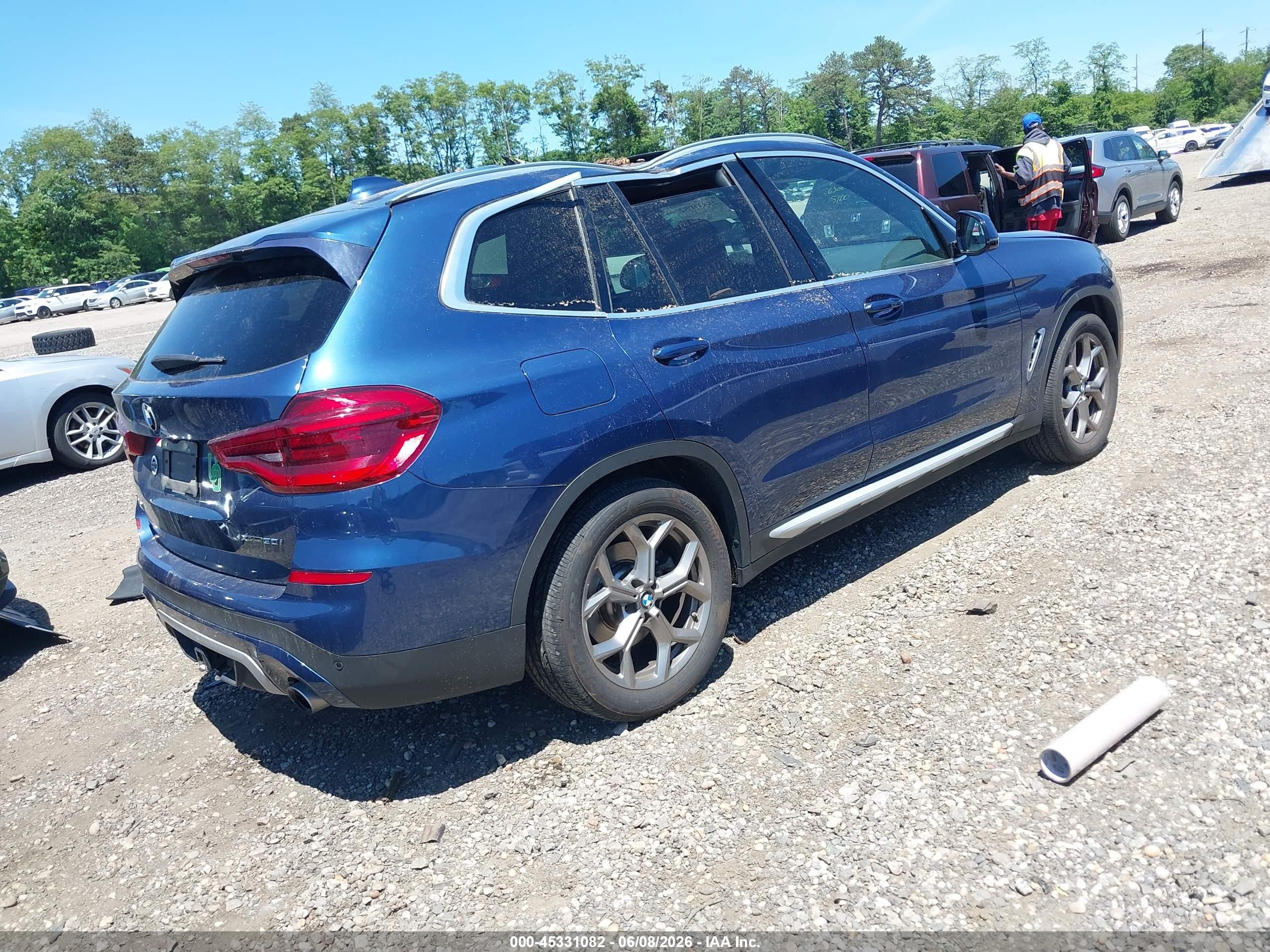 2021 Bmw X3 Xdrive30i Blue vin: 5UXTY5C06M9F84809