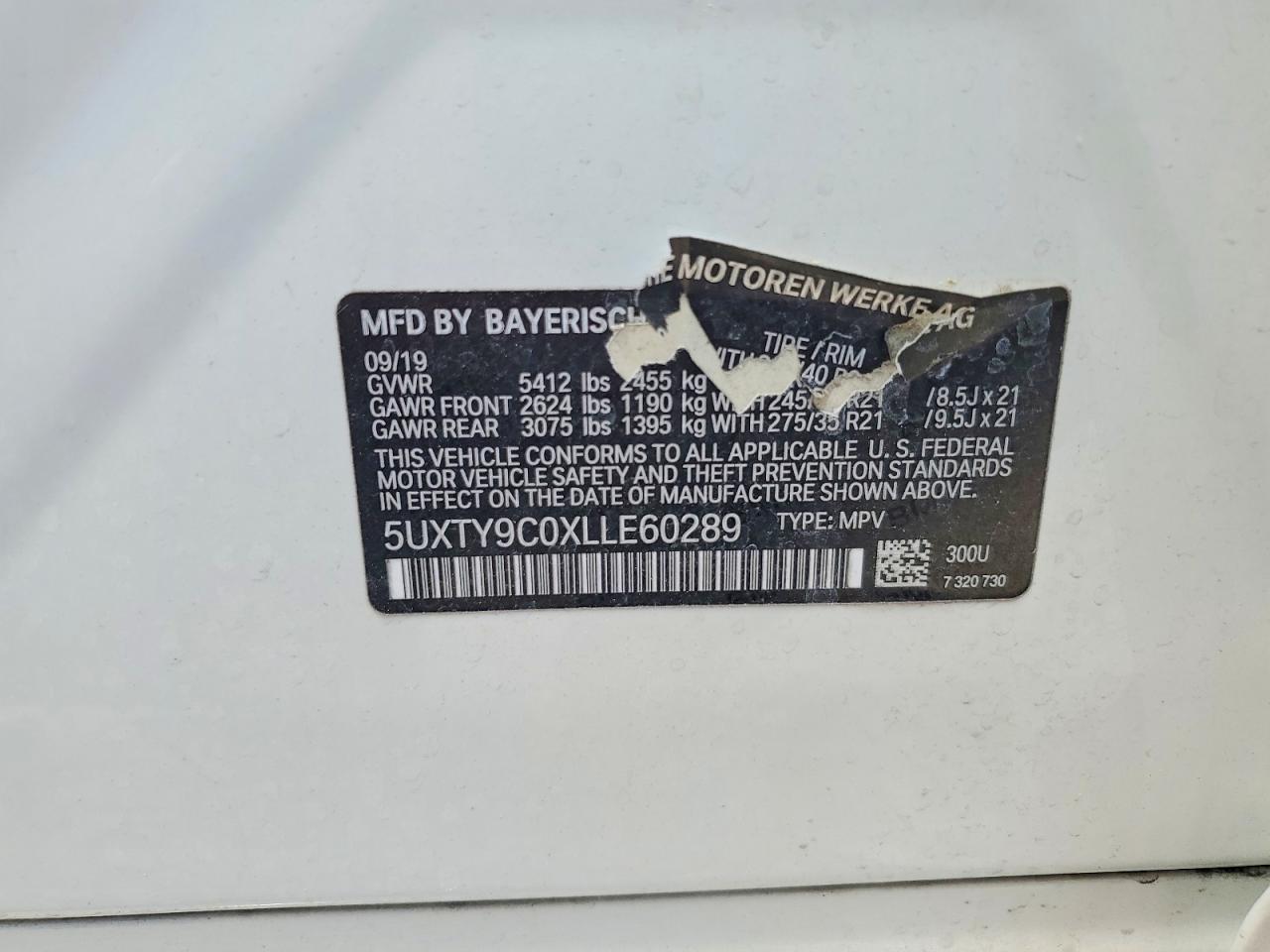 2020 Bmw X3 White vin: 5UXTY9C0XLLE60289