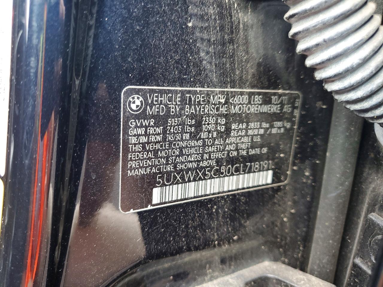 2012 Bmw X3 Xdrive28i Black vin: 5UXWX5C50CL718191