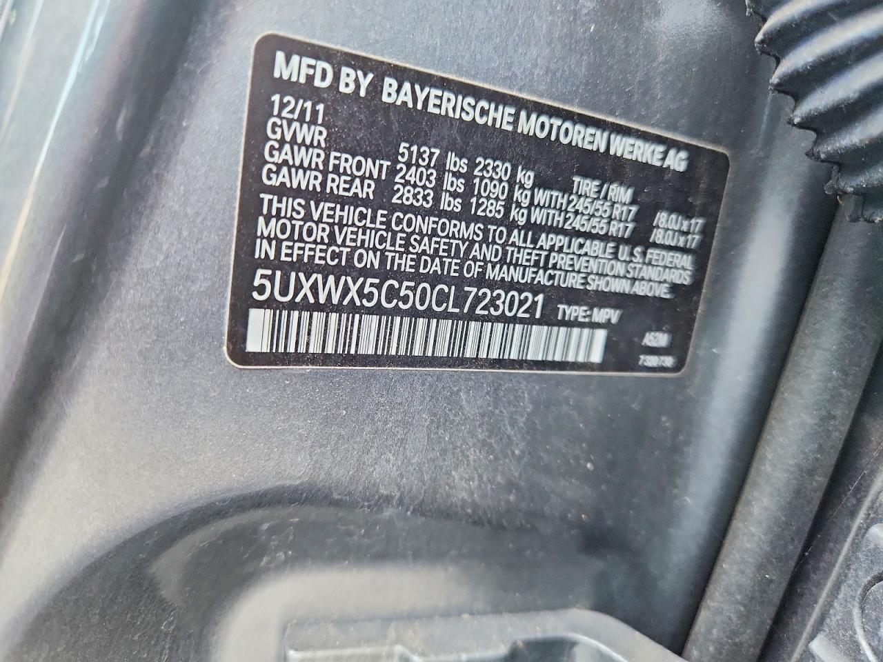 2012 Bmw X3 Xdrive28i Gray vin: 5UXWX5C50CL723021
