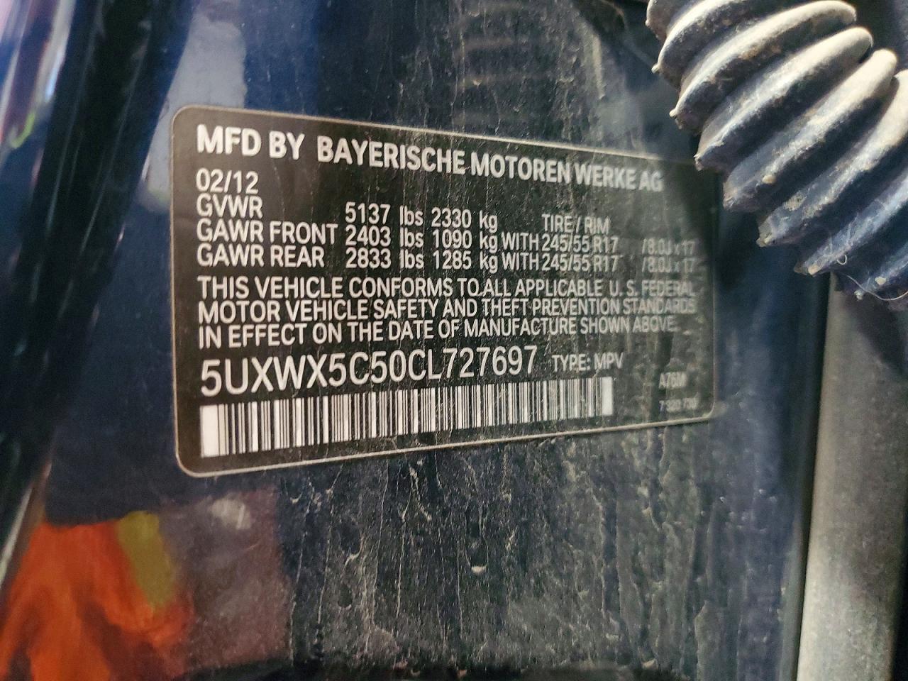 2012 Bmw X3 Xdrive28i Синий vin: 5UXWX5C50CL727697