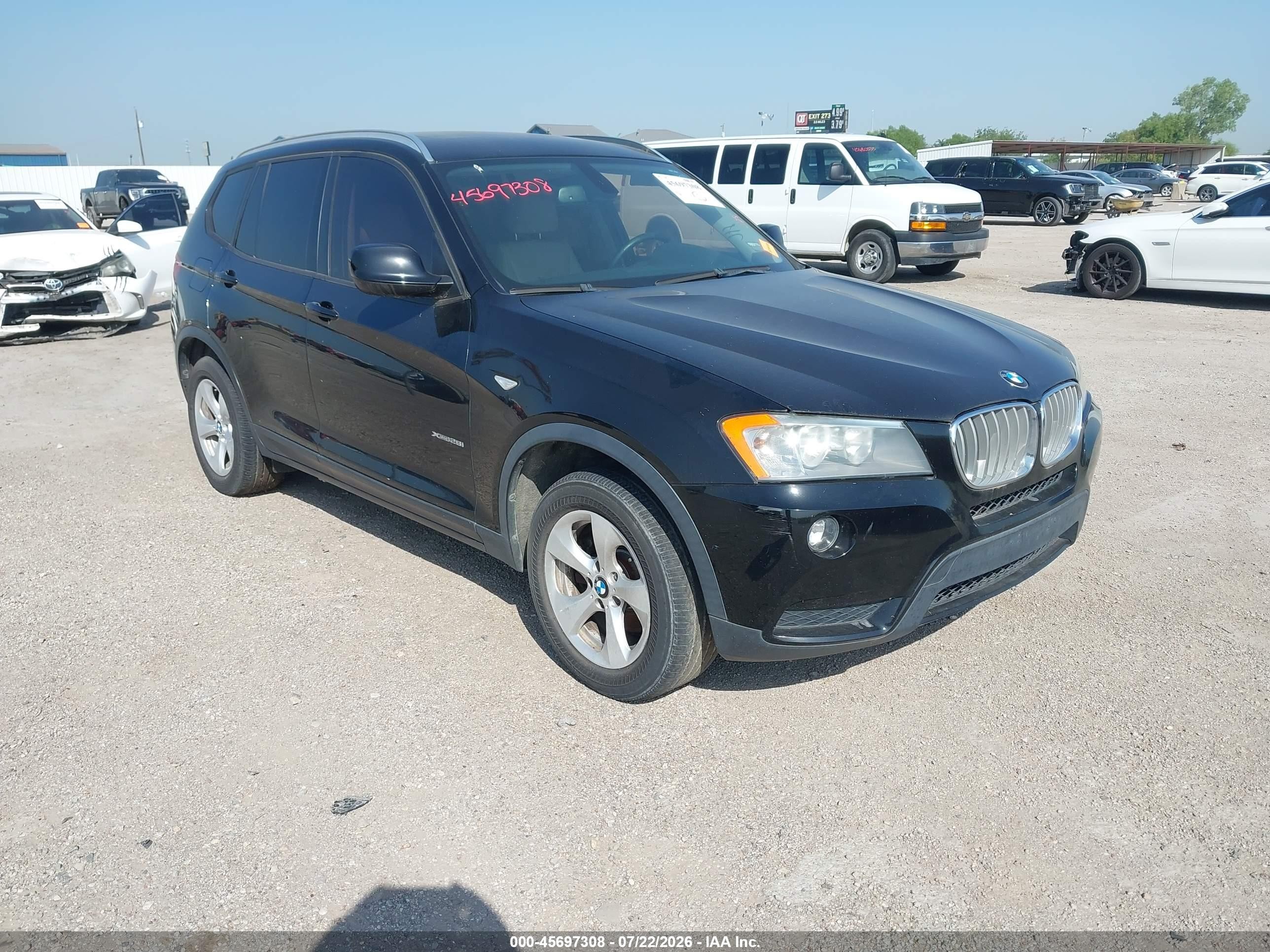 2012 Bmw X3 Xdrive28i Black vin: 5UXWX5C50CL728865
