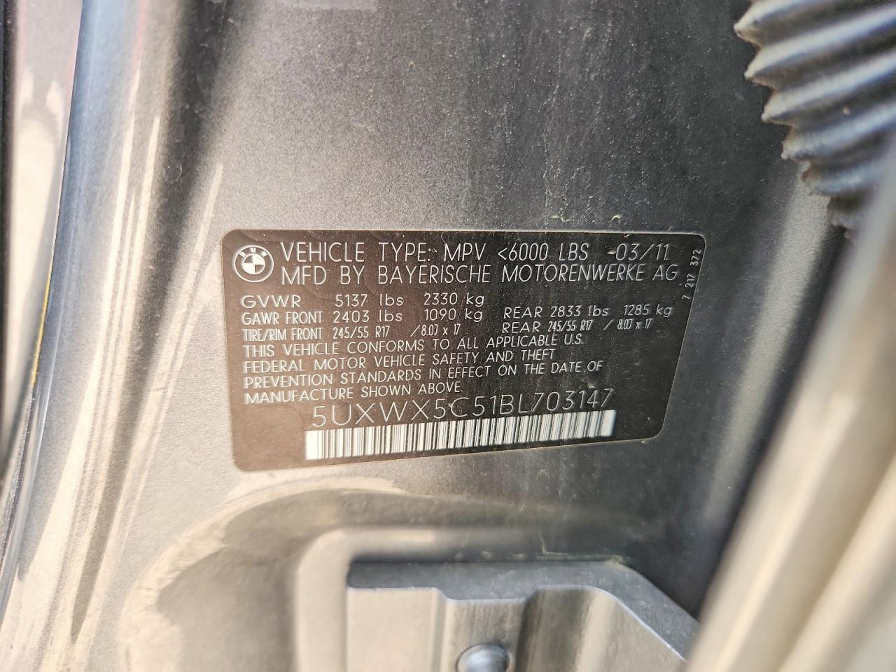 2011 Bmw X3 Xdrive28i Gray vin: 5UXWX5C51BL703147