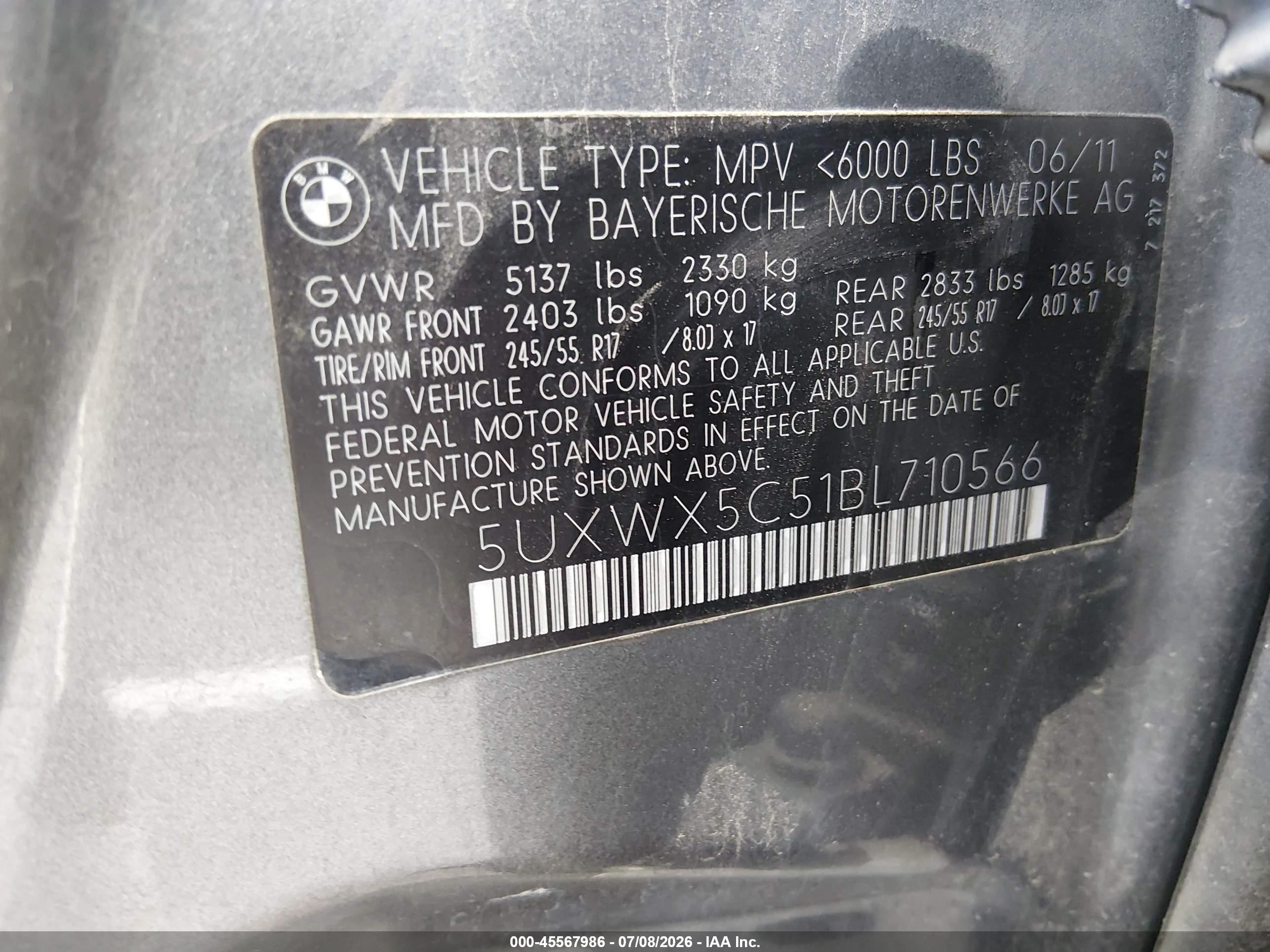 2011 Bmw X3 Xdrive28i Gray vin: 5UXWX5C51BL710566