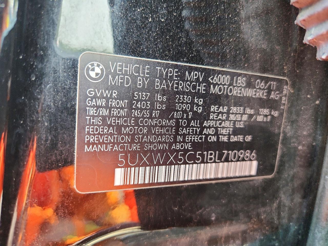 2011 Bmw X3 Xdrive28i Black vin: 5UXWX5C51BL710986