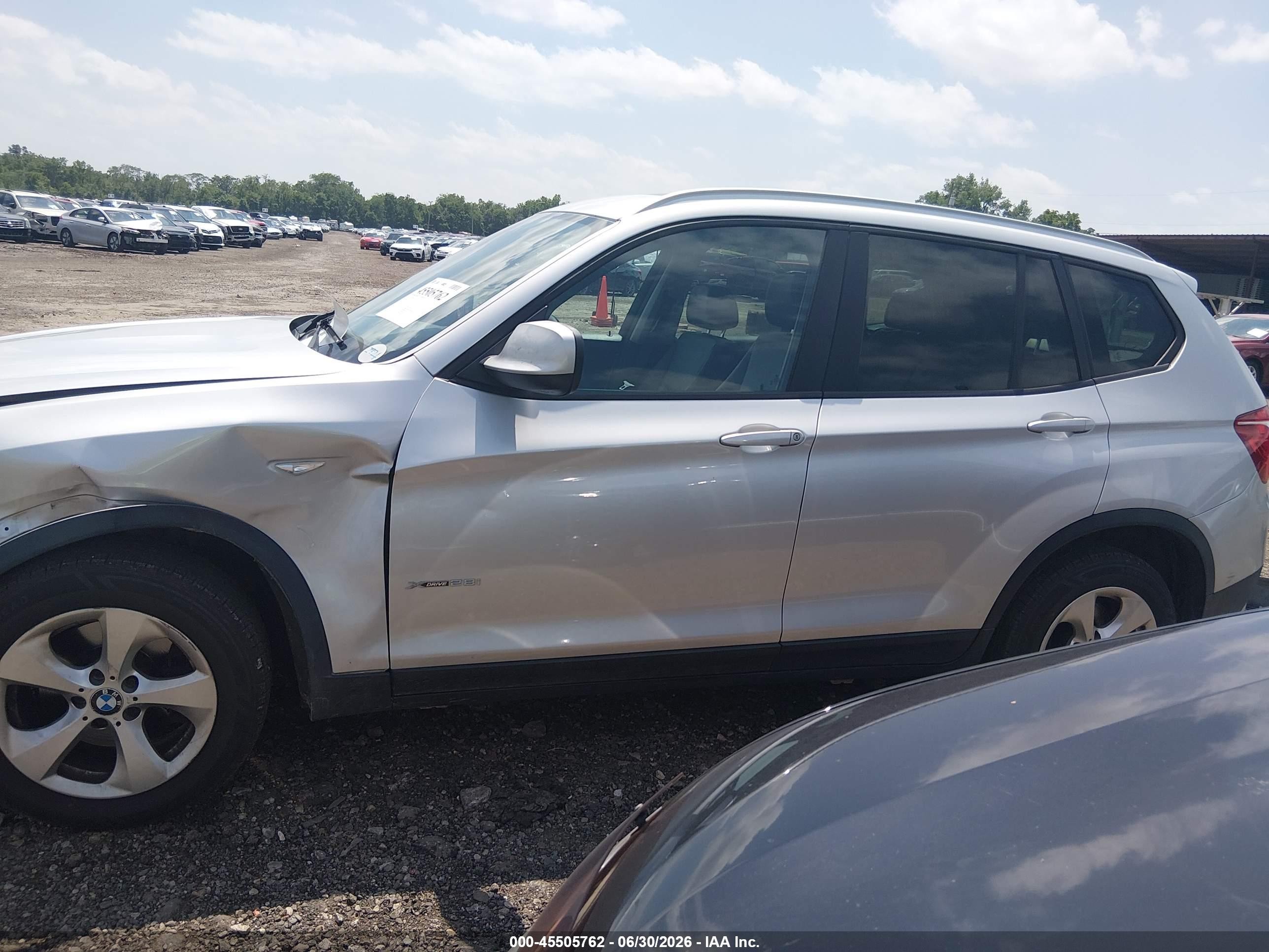 2012 Bmw X3 Xdrive28i Silver vin: 5UXWX5C51CL719141