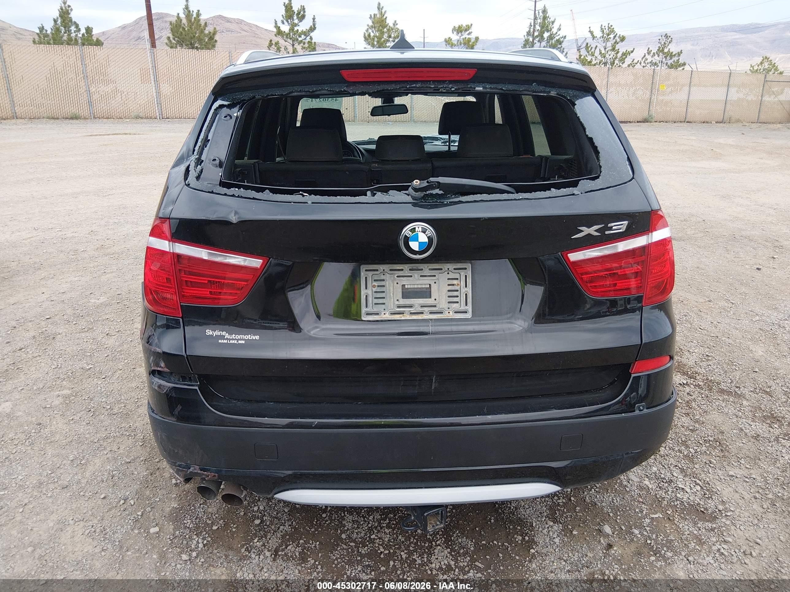 2012 Bmw X3 Xdrive28i Black vin: 5UXWX5C51CL725442