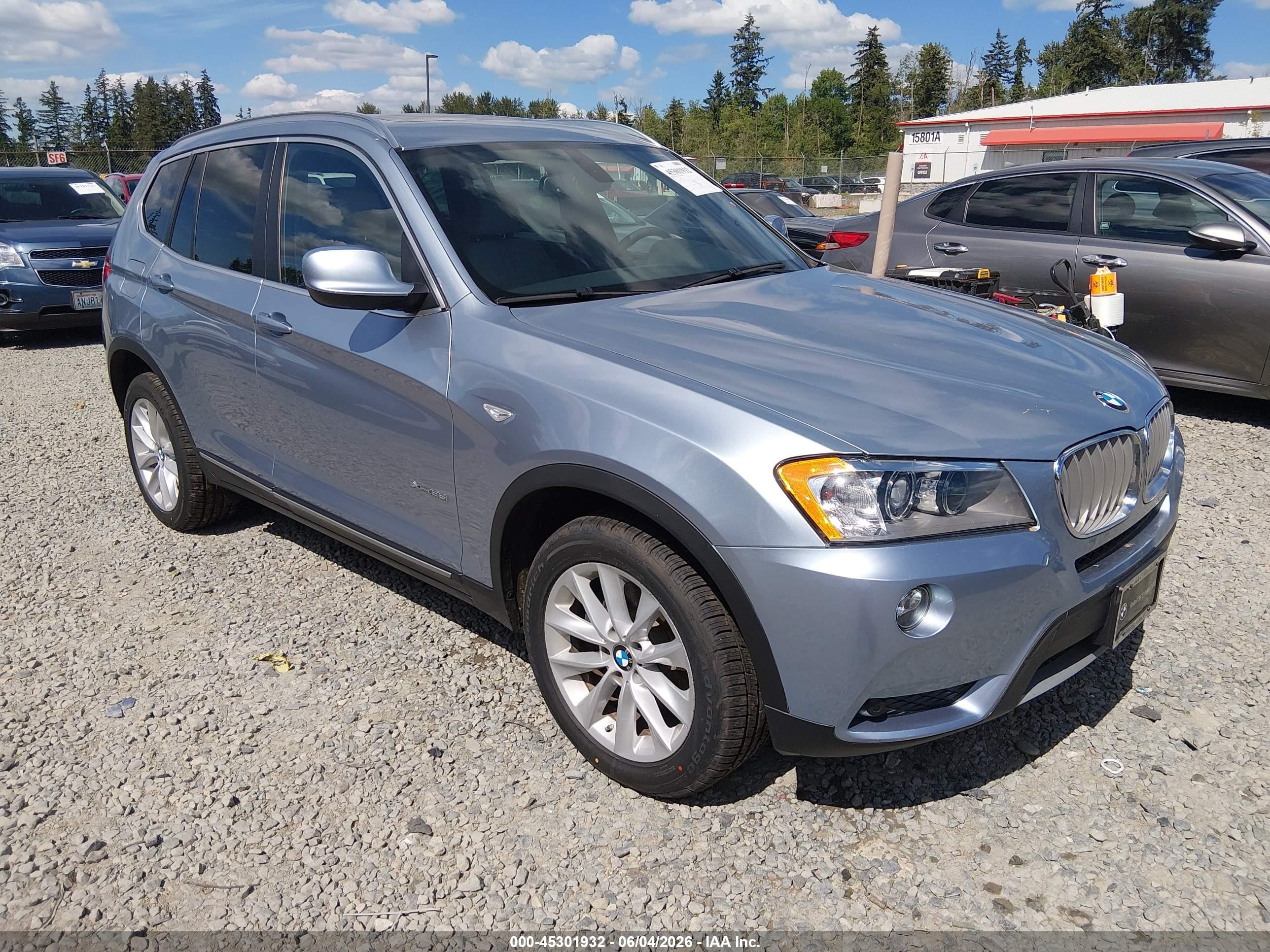 2012 Bmw X3 Xdrive28i Light Blue vin: 5UXWX5C51CL726106