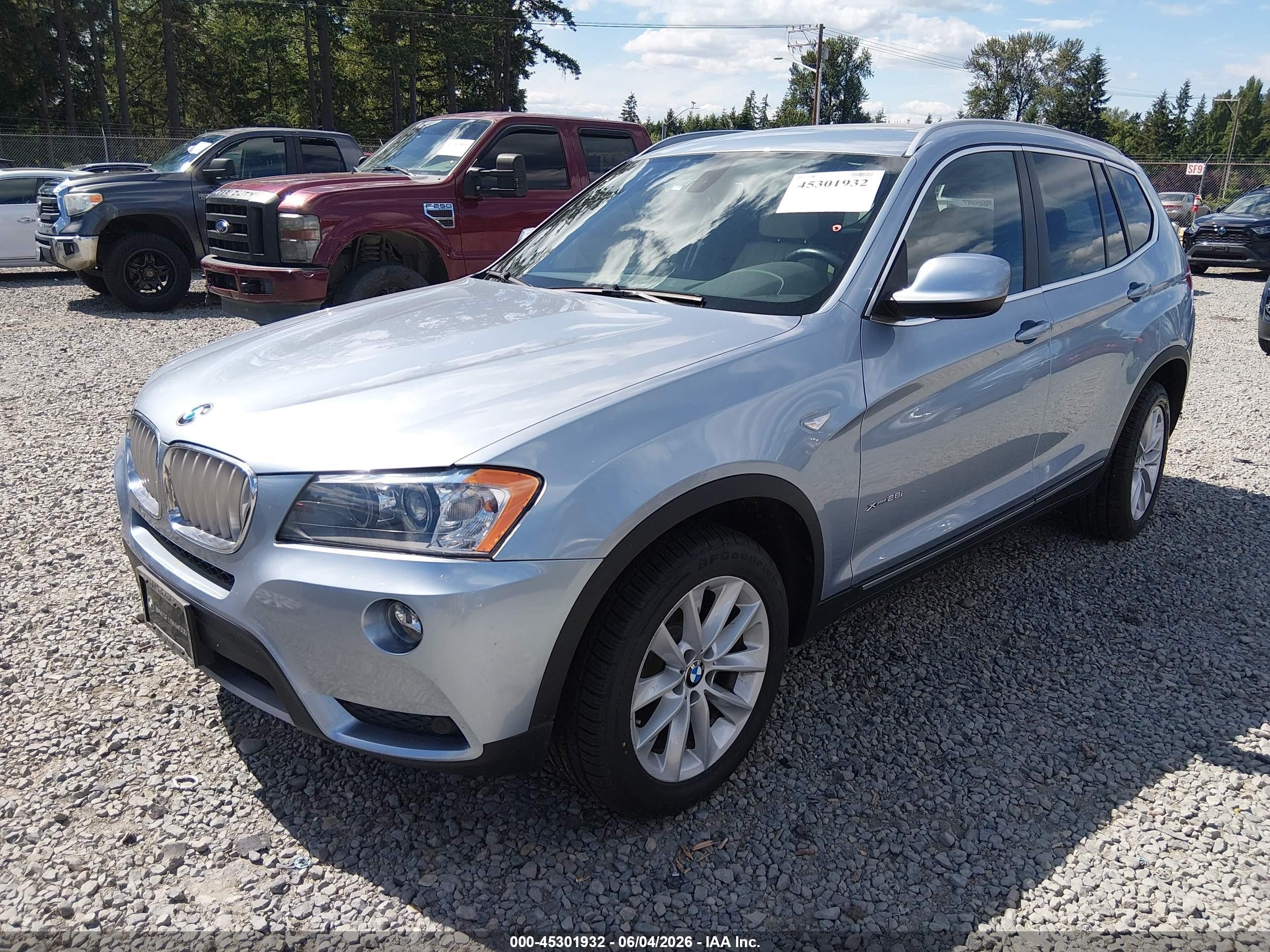 2012 Bmw X3 Xdrive28i Light Blue vin: 5UXWX5C51CL726106