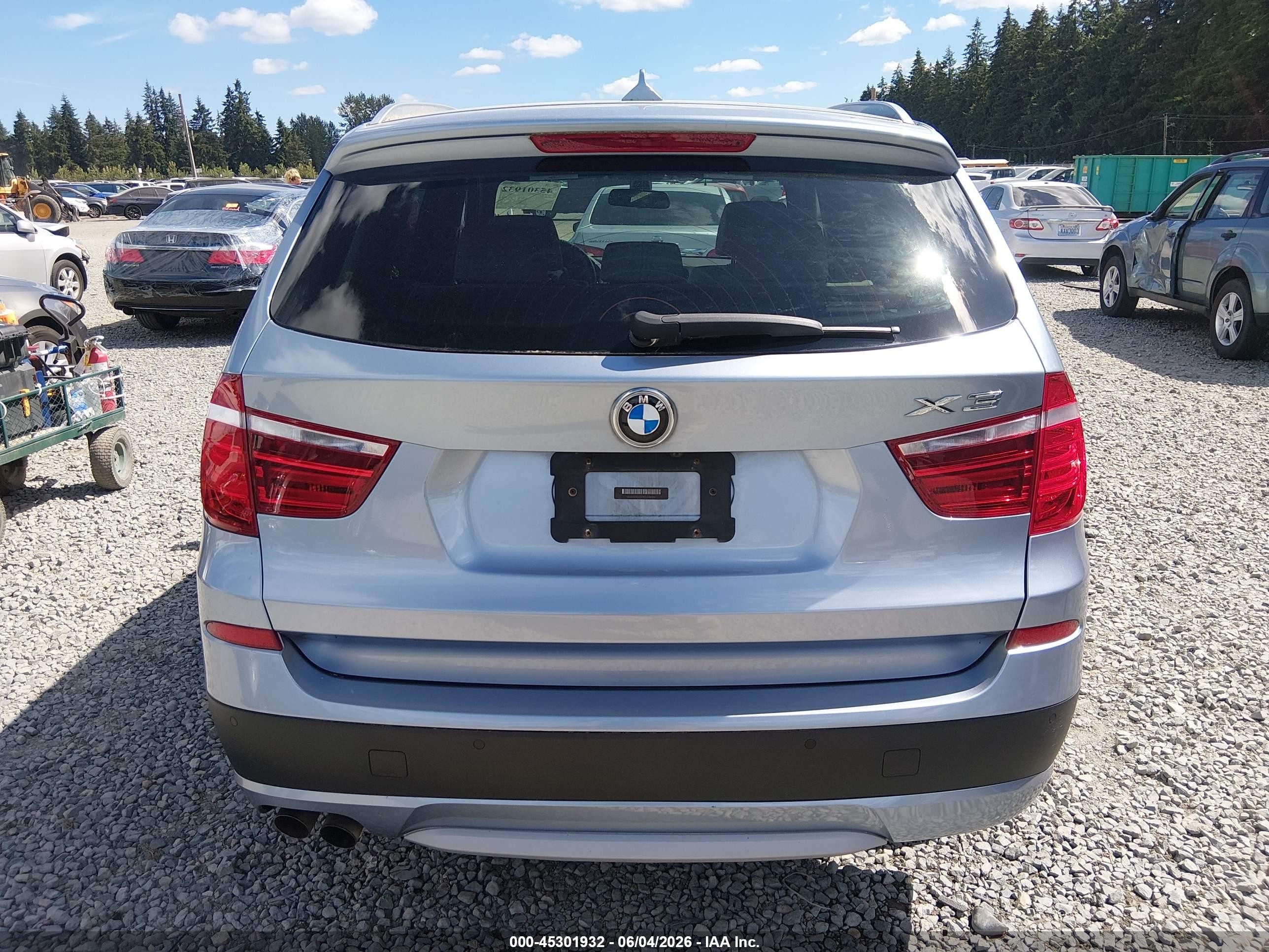 2012 Bmw X3 Xdrive28i Light Blue vin: 5UXWX5C51CL726106