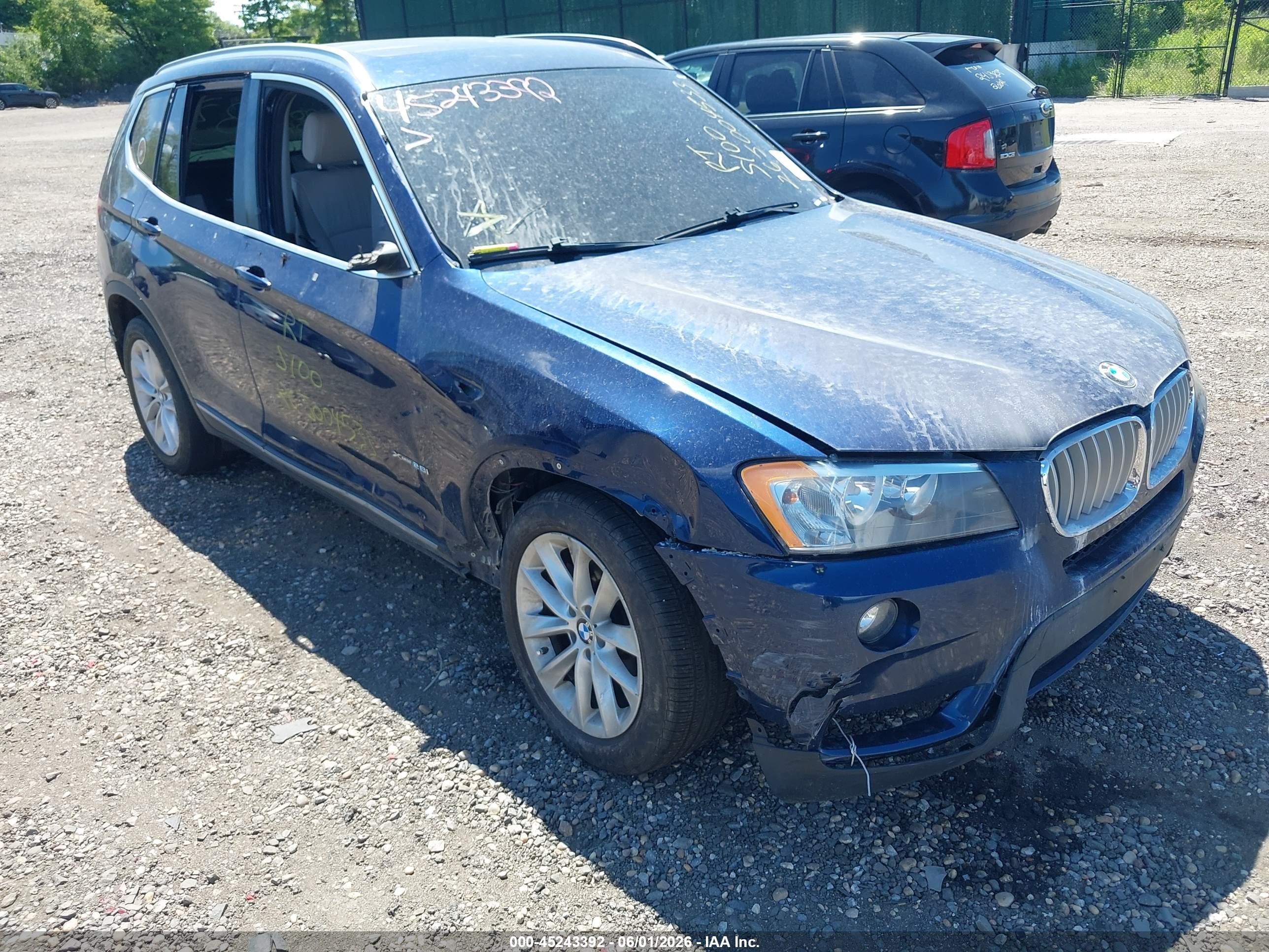 2011 Bmw X3 Xdrive28i Blue vin: 5UXWX5C52BL715582