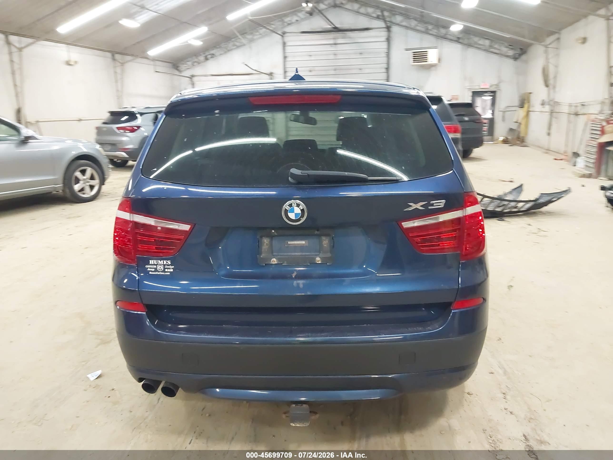 2012 Bmw X3 Xdrive28i Blue vin: 5UXWX5C52CL724896