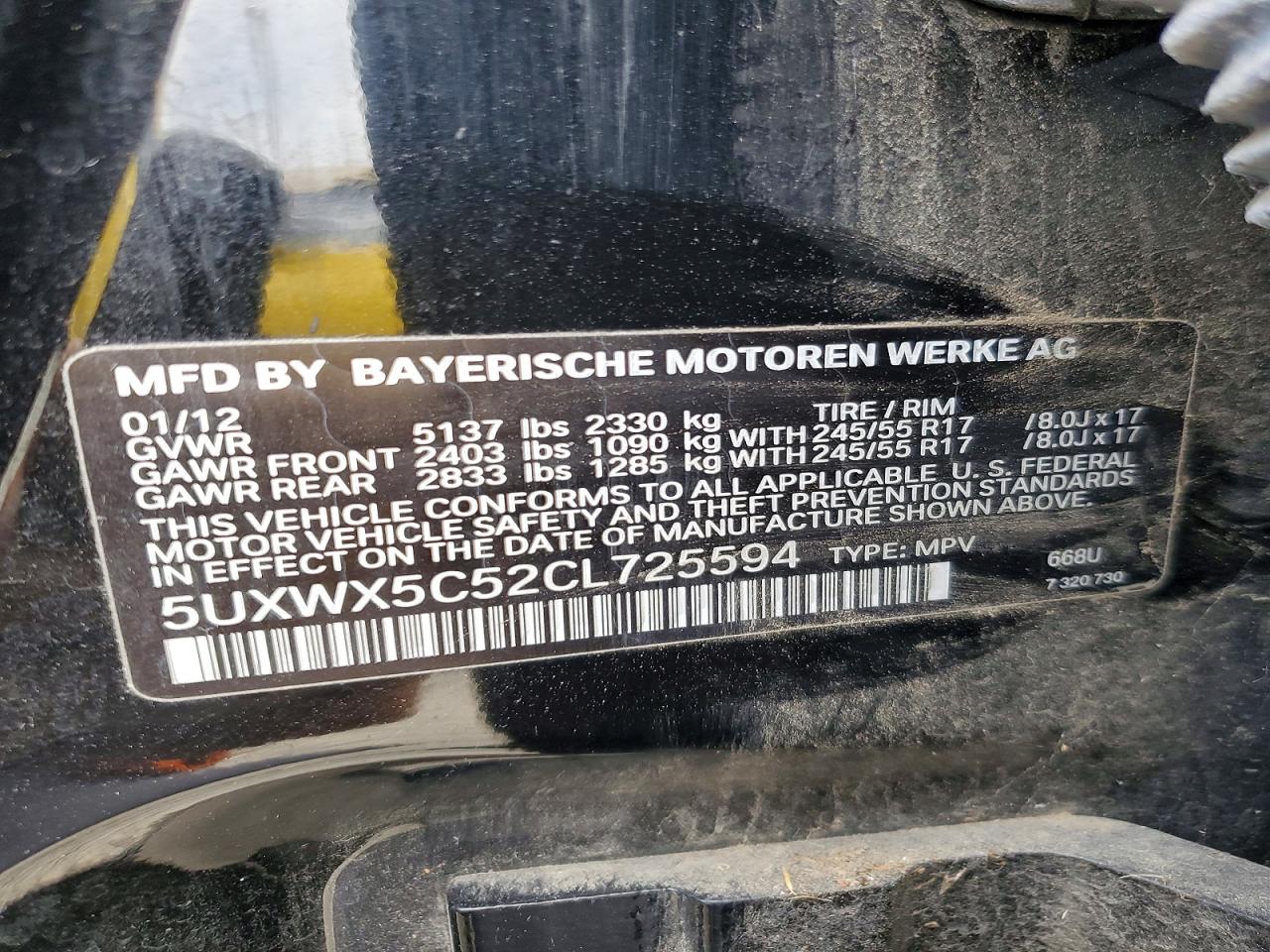 2012 Bmw X3 Xdrive28i Black vin: 5UXWX5C52CL725594