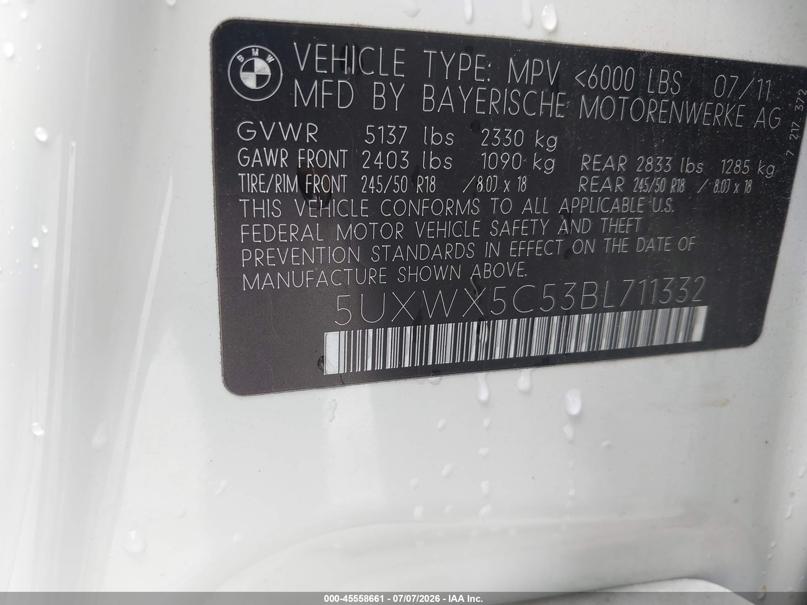 2011 Bmw X3 Xdrive28i White vin: 5UXWX5C53BL711332