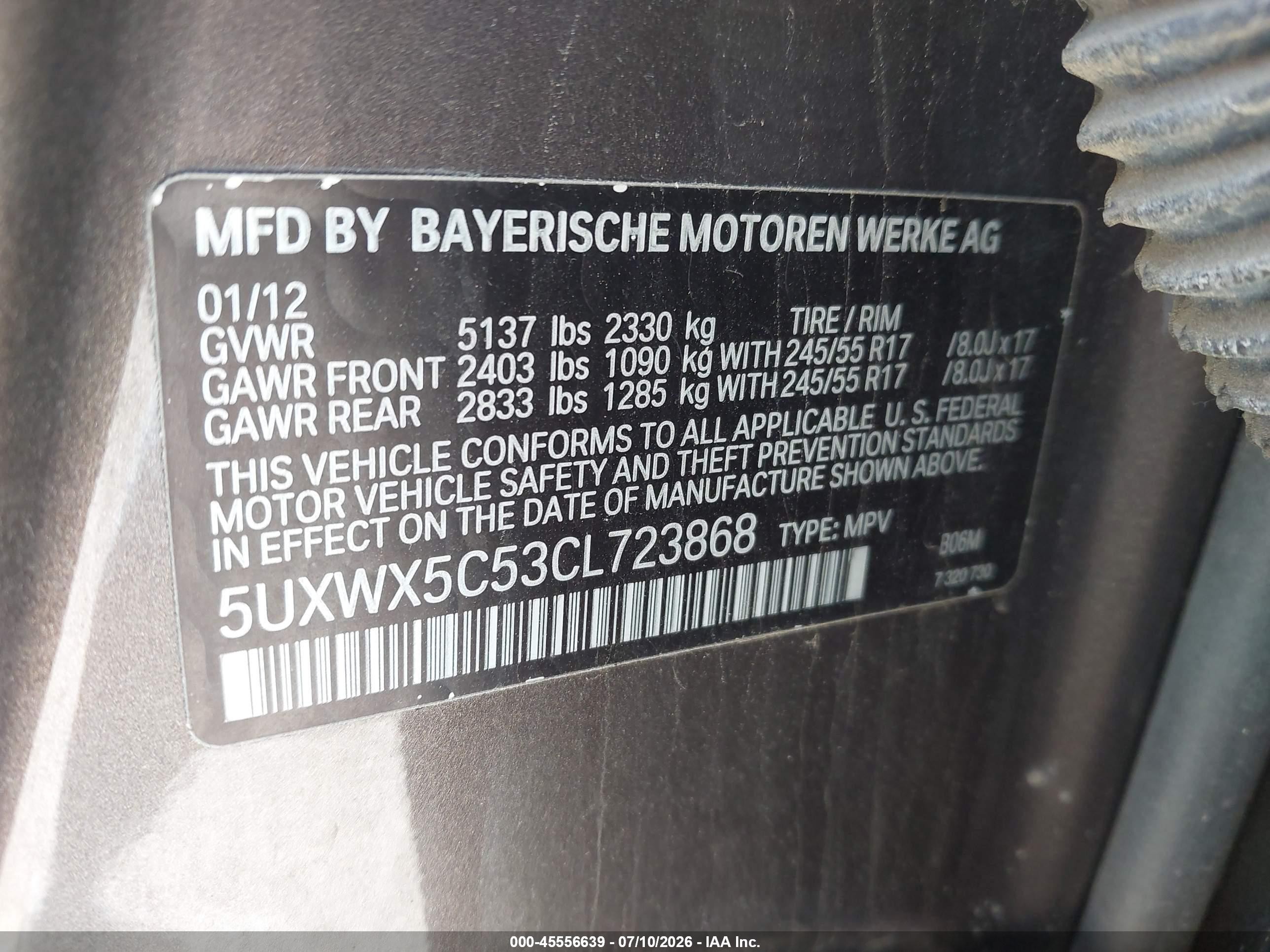 2012 Bmw X3 Xdrive28i Brown vin: 5UXWX5C53CL723868
