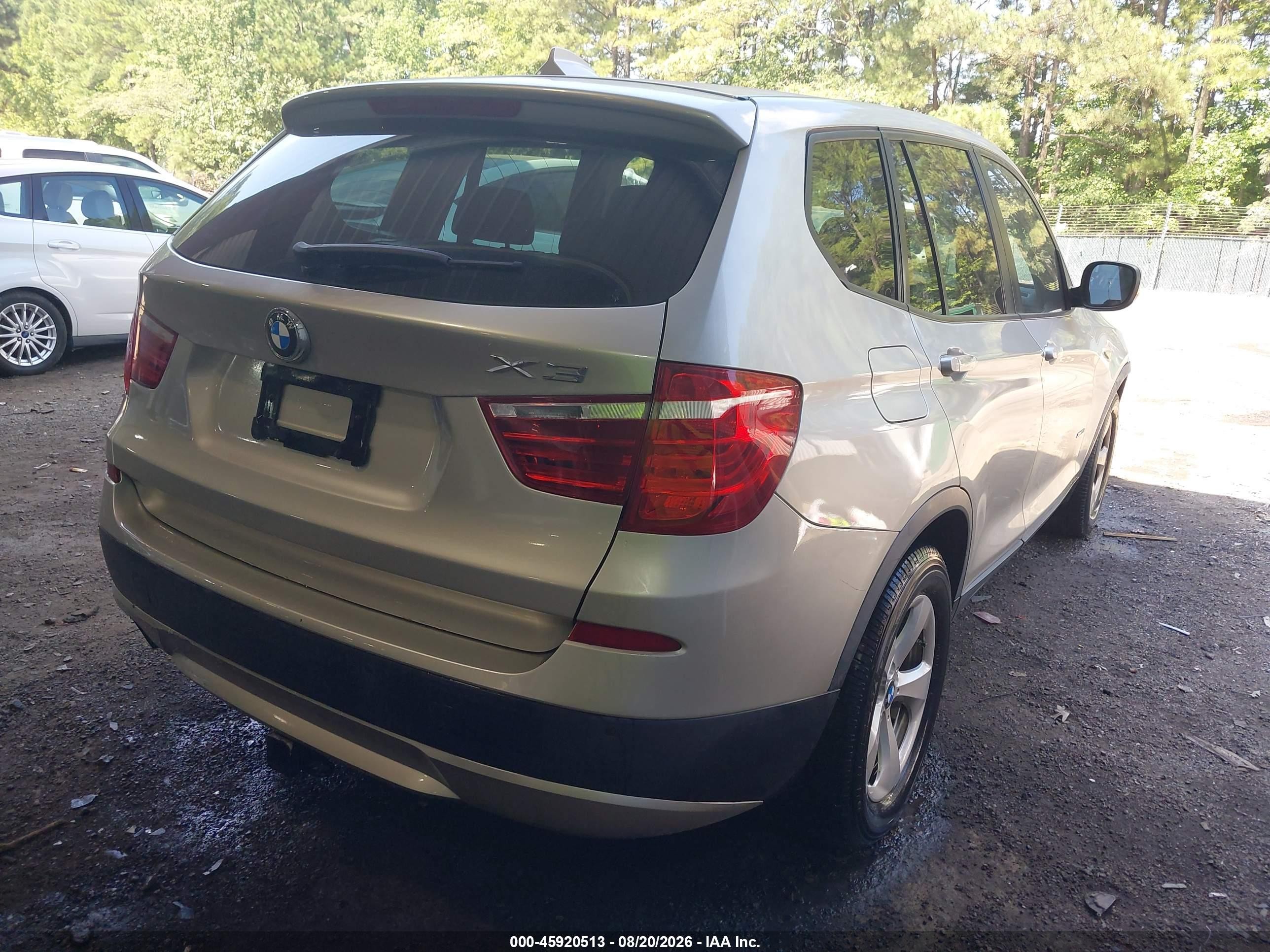 2012 Bmw X3 Xdrive28i Silver vin: 5UXWX5C53CL725796