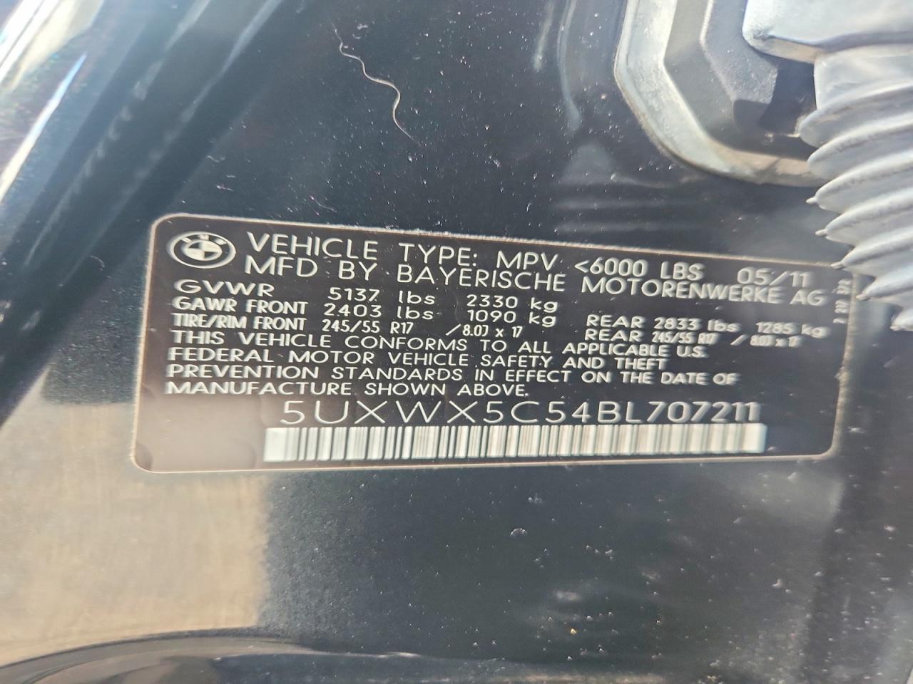 2011 Bmw X3 Xdrive28i Черный vin: 5UXWX5C54BL707211