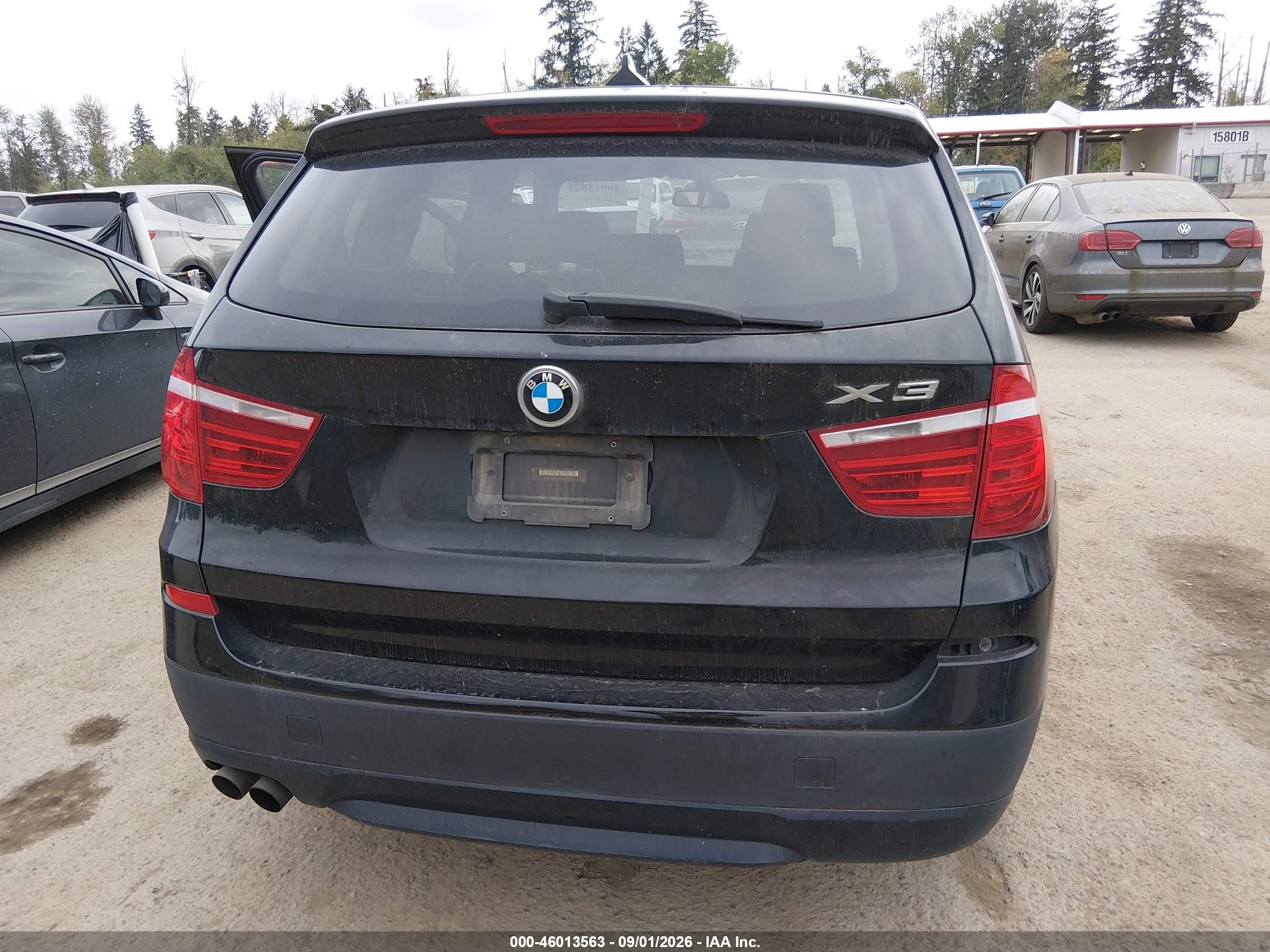 2012 Bmw X3 Xdrive28i Black vin: 5UXWX5C54CL721370