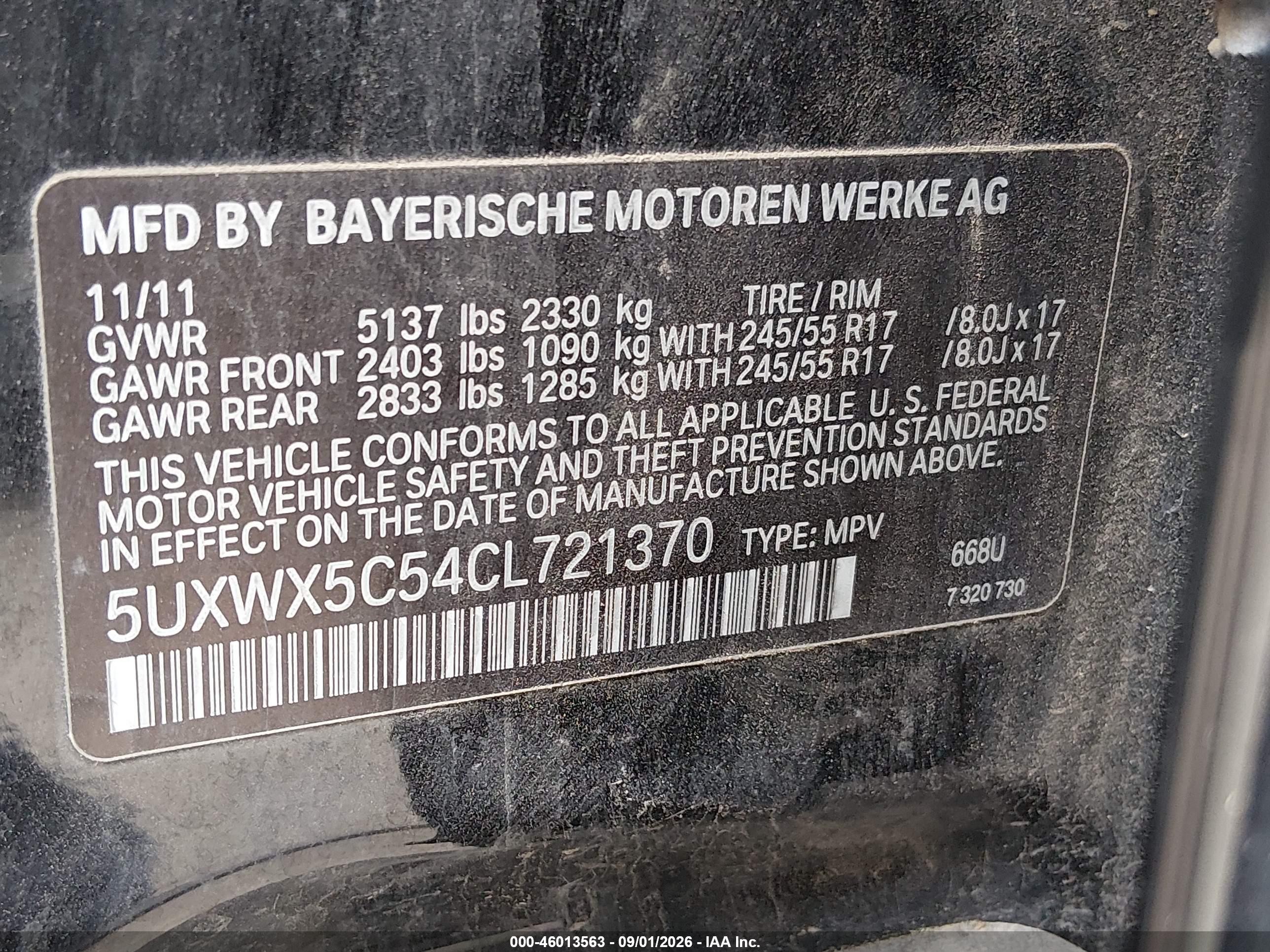 2012 Bmw X3 Xdrive28i Black vin: 5UXWX5C54CL721370