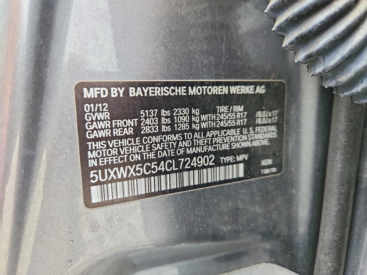 2012 Bmw X3 Xdrive28i Blue vin: 5UXWX5C54CL724902