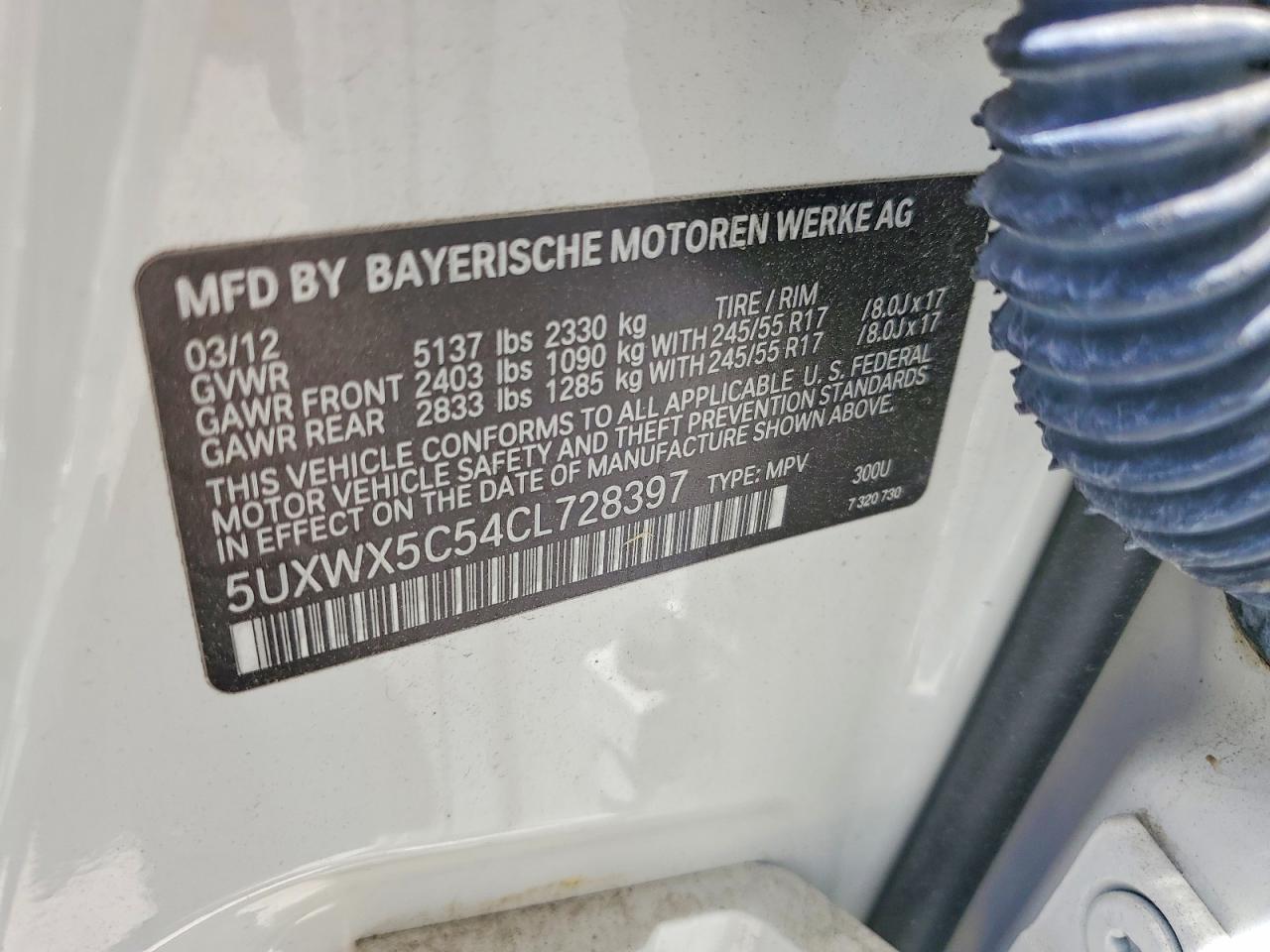 2012 Bmw X3 Xdrive28i White vin: 5UXWX5C54CL728397