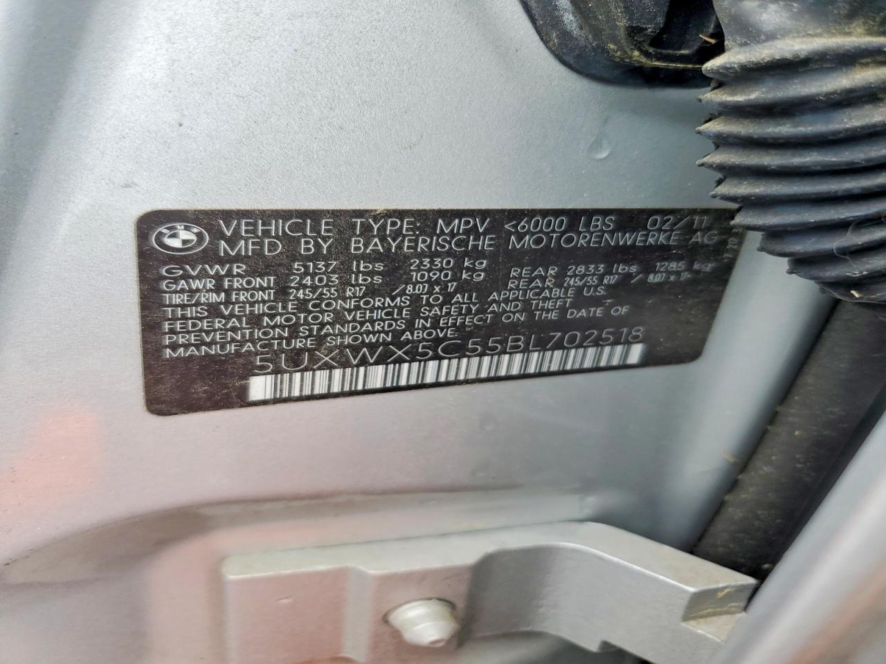 2011 Bmw X3 Xdrive28i Silver vin: 5UXWX5C55BL702518