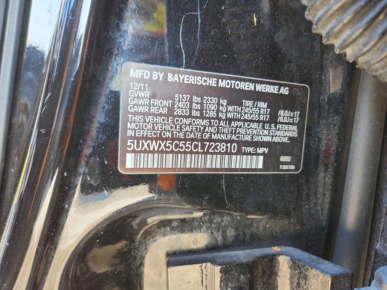 2012 Bmw X3 Xdrive28i Black vin: 5UXWX5C55CL723810