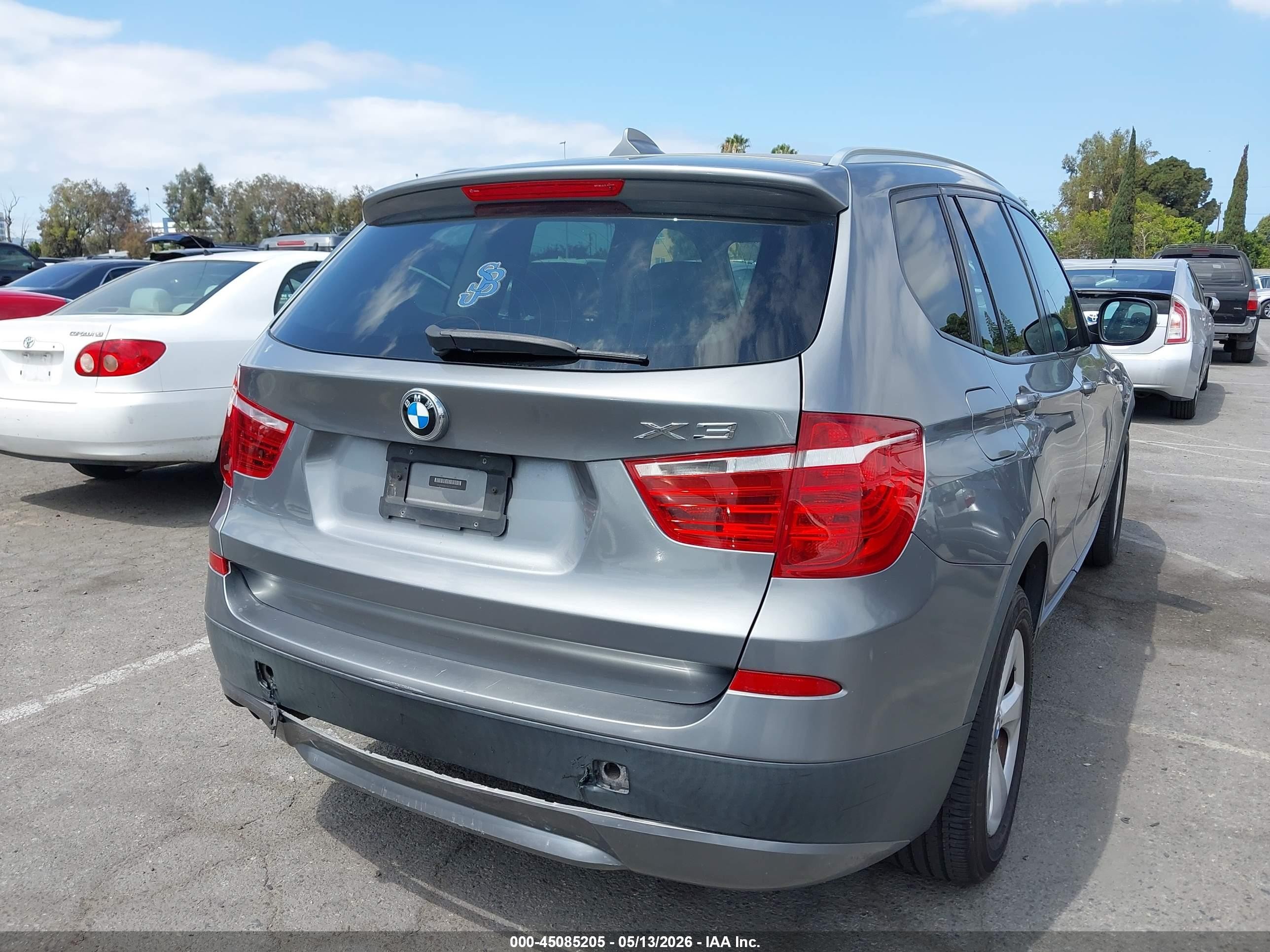 2012 Bmw X3 Xdrive28i Gray vin: 5UXWX5C55CL727257