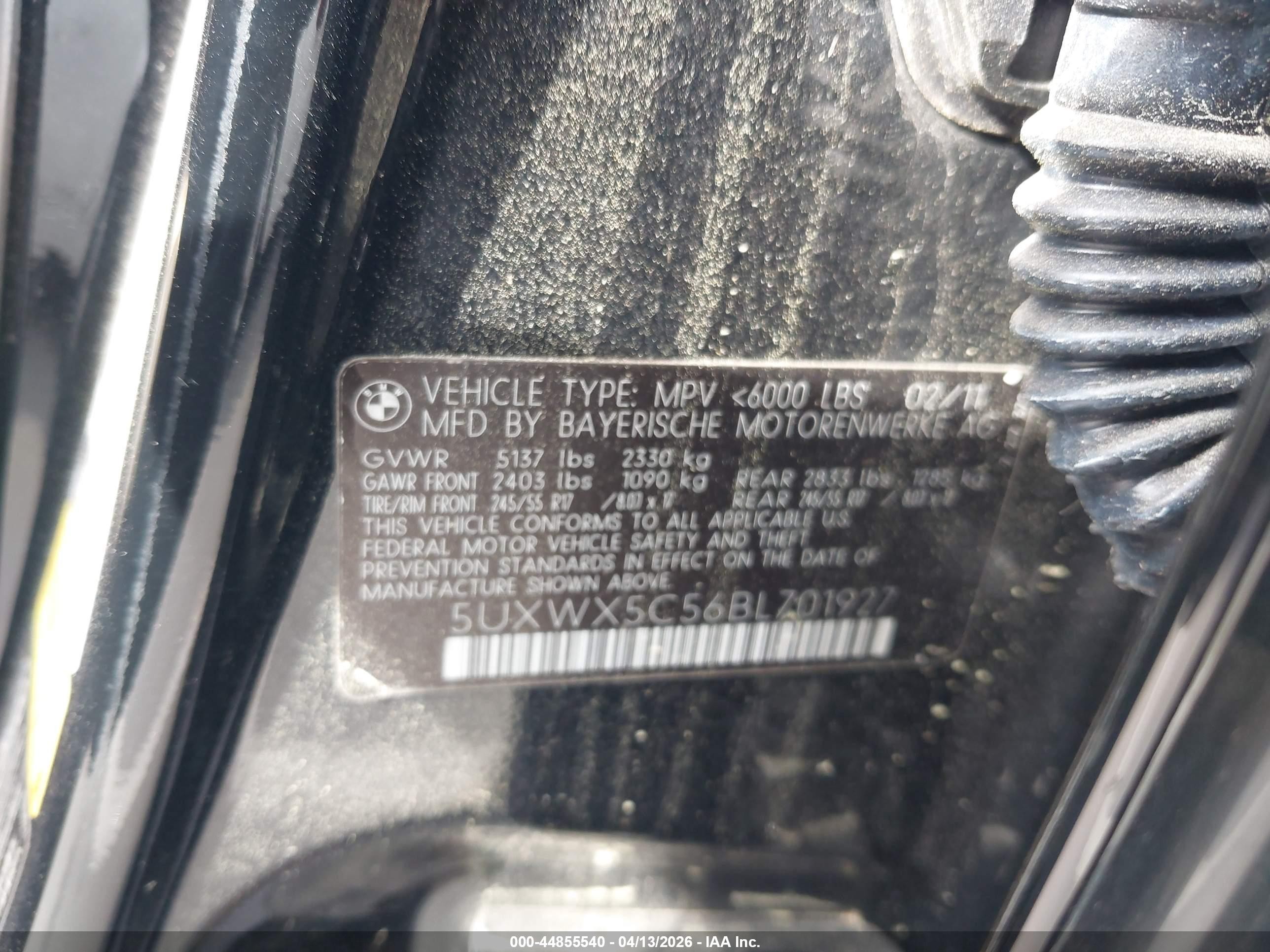 2011 Bmw X3 Xdrive28i Black vin: 5UXWX5C56BL701927