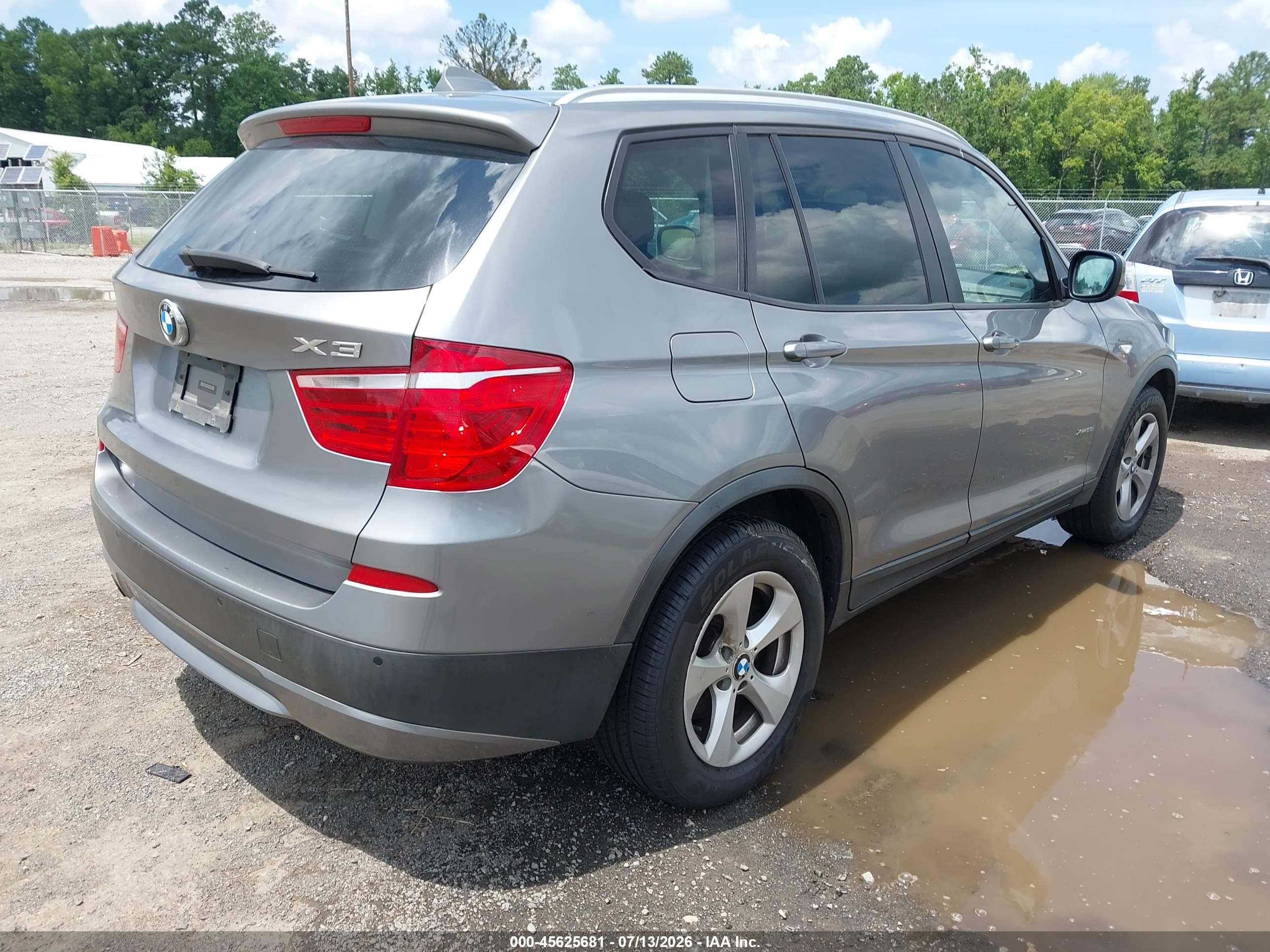 2011 Bmw X3 Xdrive28i Gray vin: 5UXWX5C56BL711602