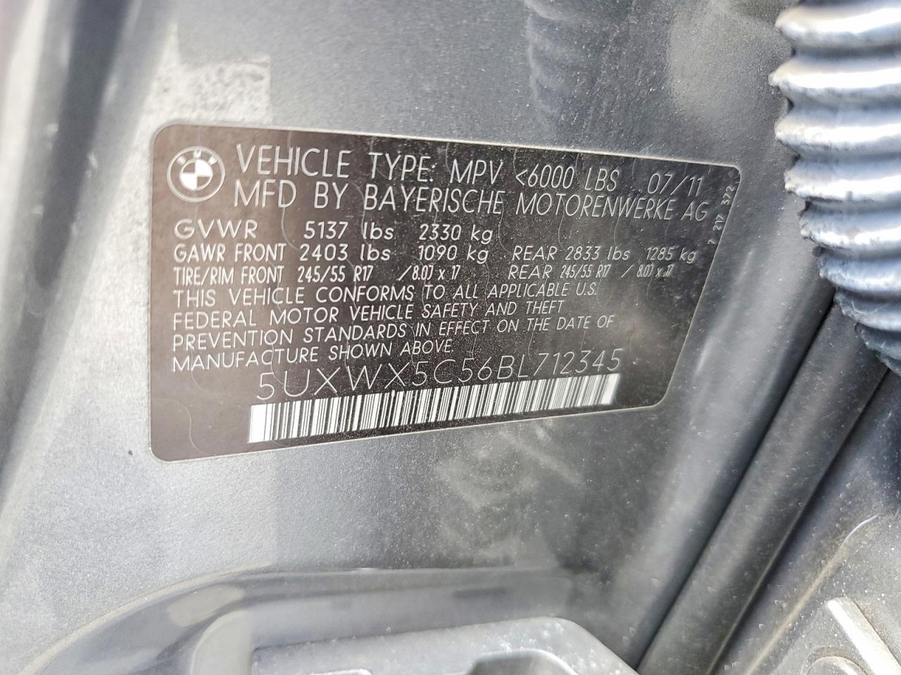 2011 Bmw X3 Xdrive28i Gray vin: 5UXWX5C56BL712345
