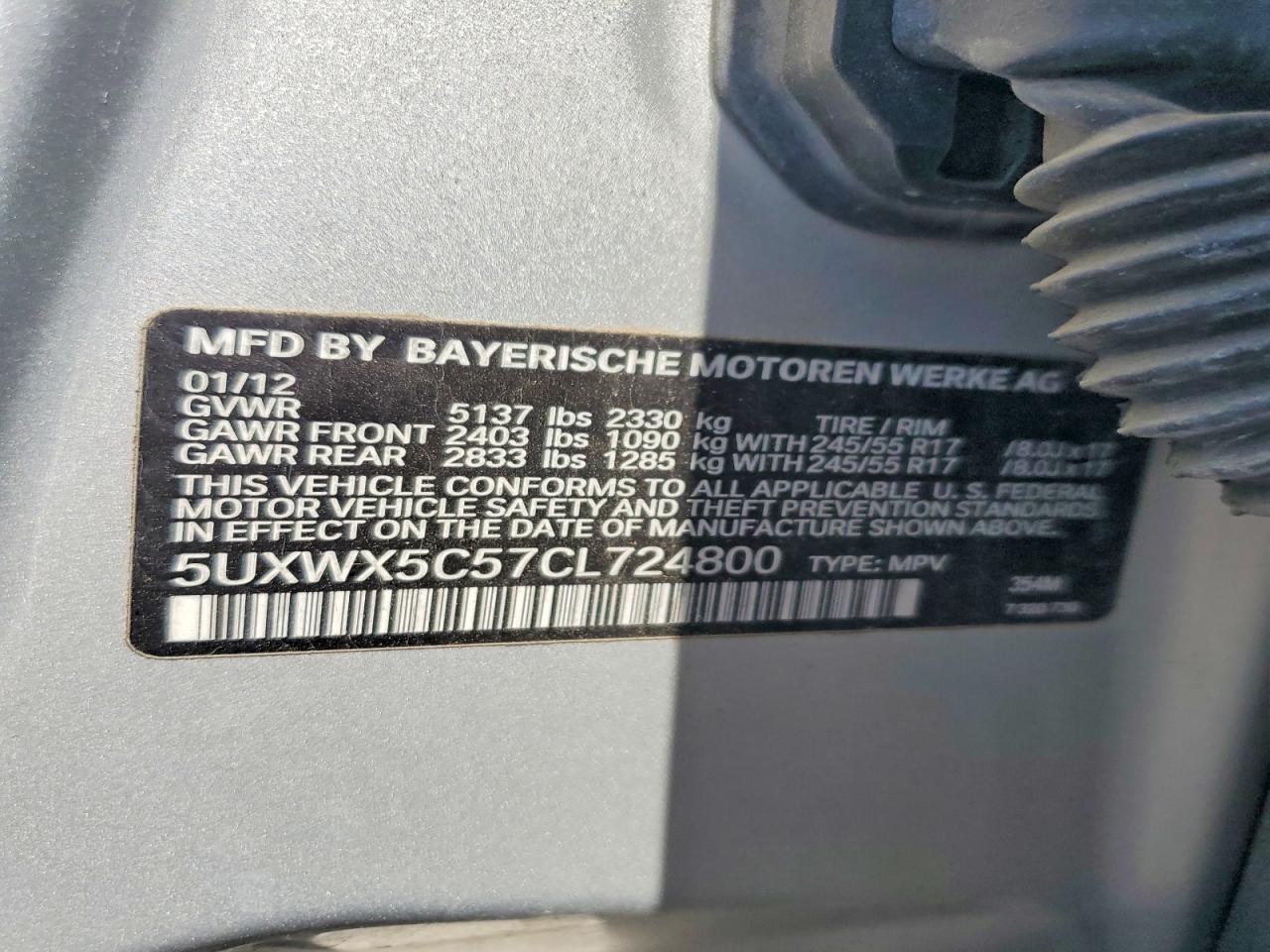 2012 Bmw X3 Xdrive28i Silver vin: 5UXWX5C57CL724800