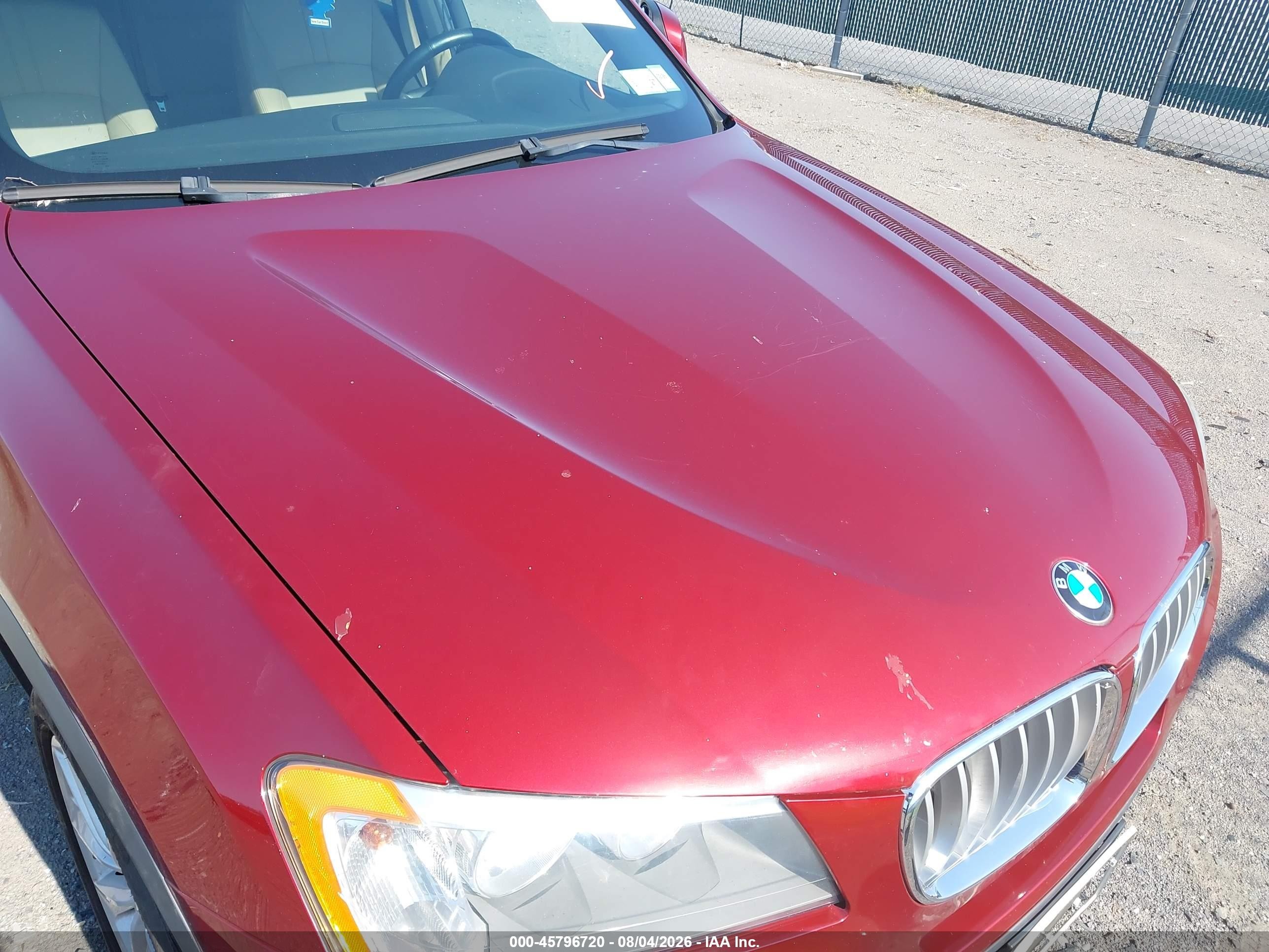 2012 Bmw X3 Xdrive28i Red vin: 5UXWX5C57CL725106