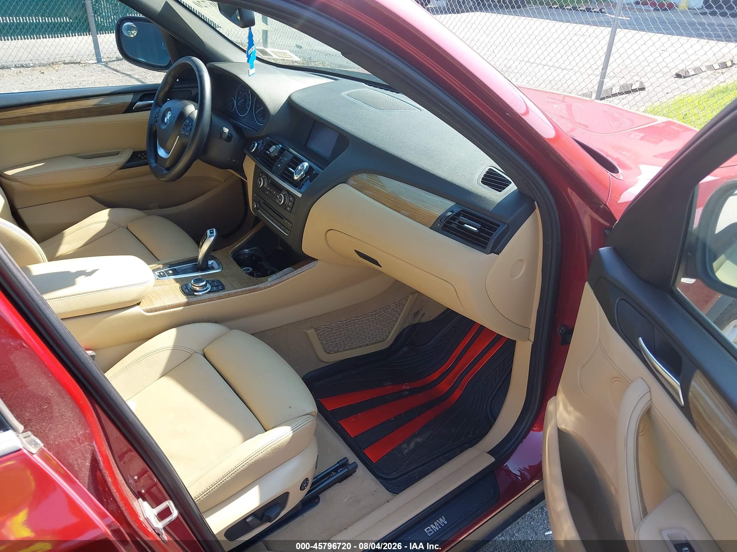 2012 Bmw X3 Xdrive28i Red vin: 5UXWX5C57CL725106